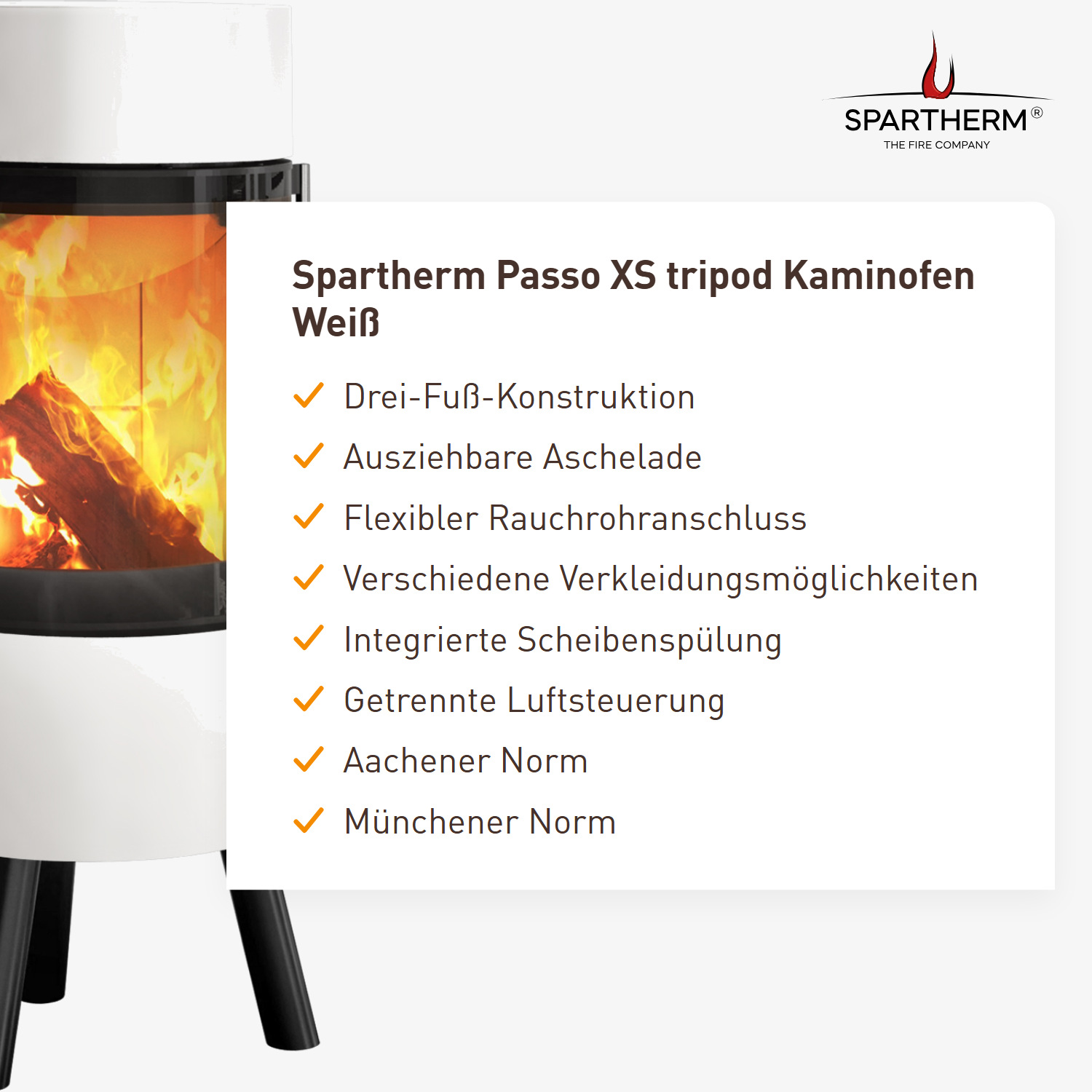 Spartherm Passo XS tripod Kaminofen Weiß