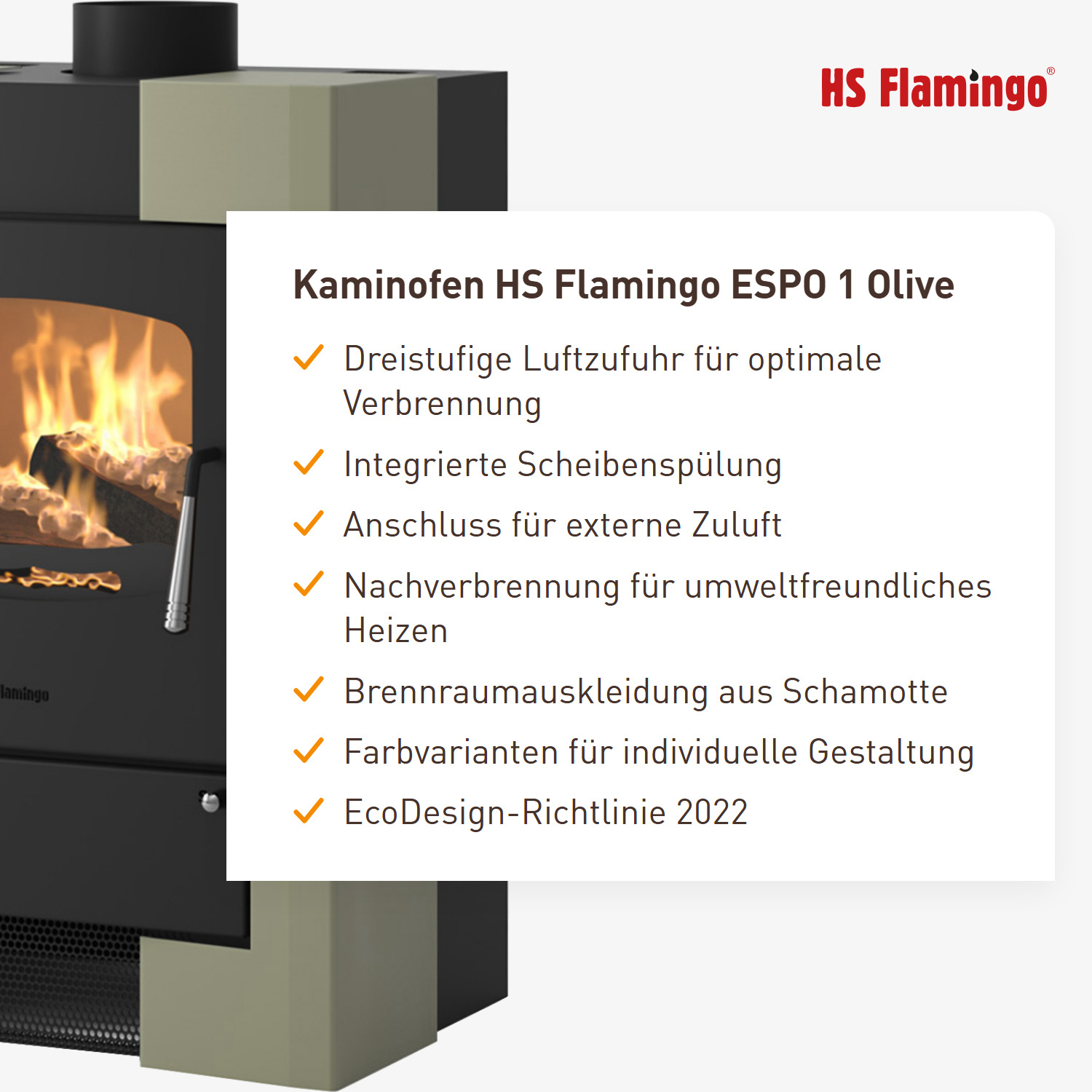Kaminofen HS Flamingo ESPO 1 Olive