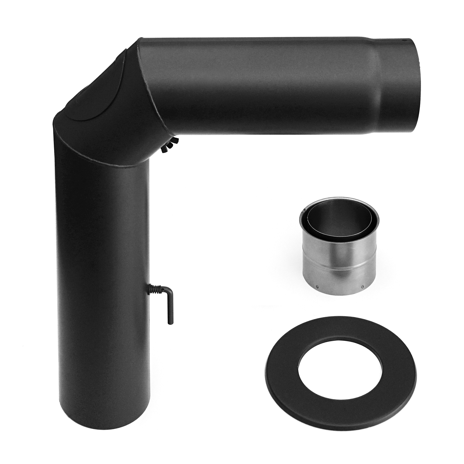 Raik Basic Rauchrohrbogen Set 150mm geschweißt schwarz für Rauchrohr / Ofenrohr