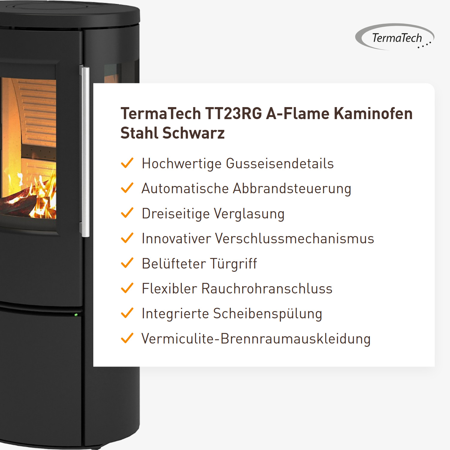 TermaTech TT23RG A-Flame Kaminofen Stahl Schwarz