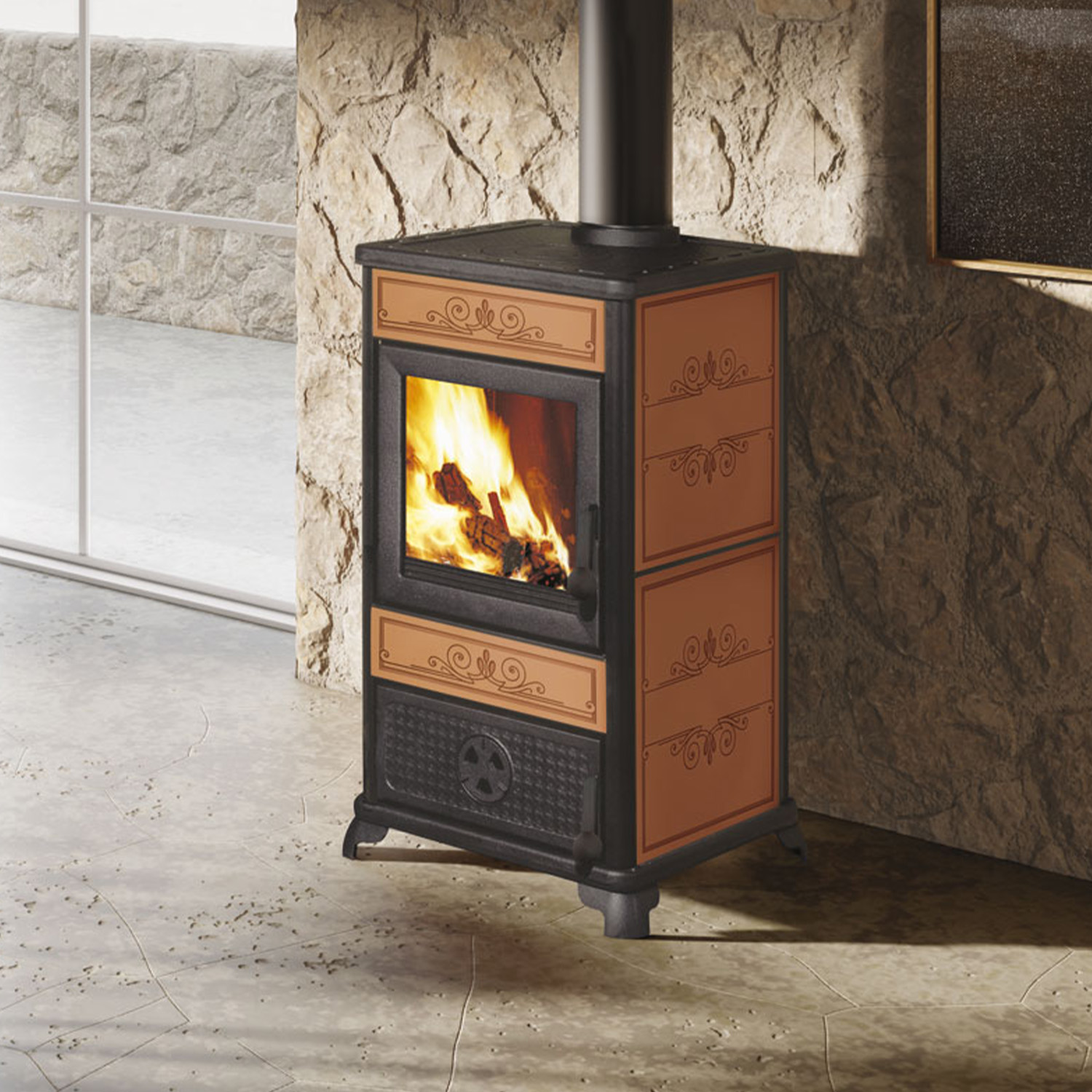 EK63 Fancy Evo Poêle à bois céramique cuir