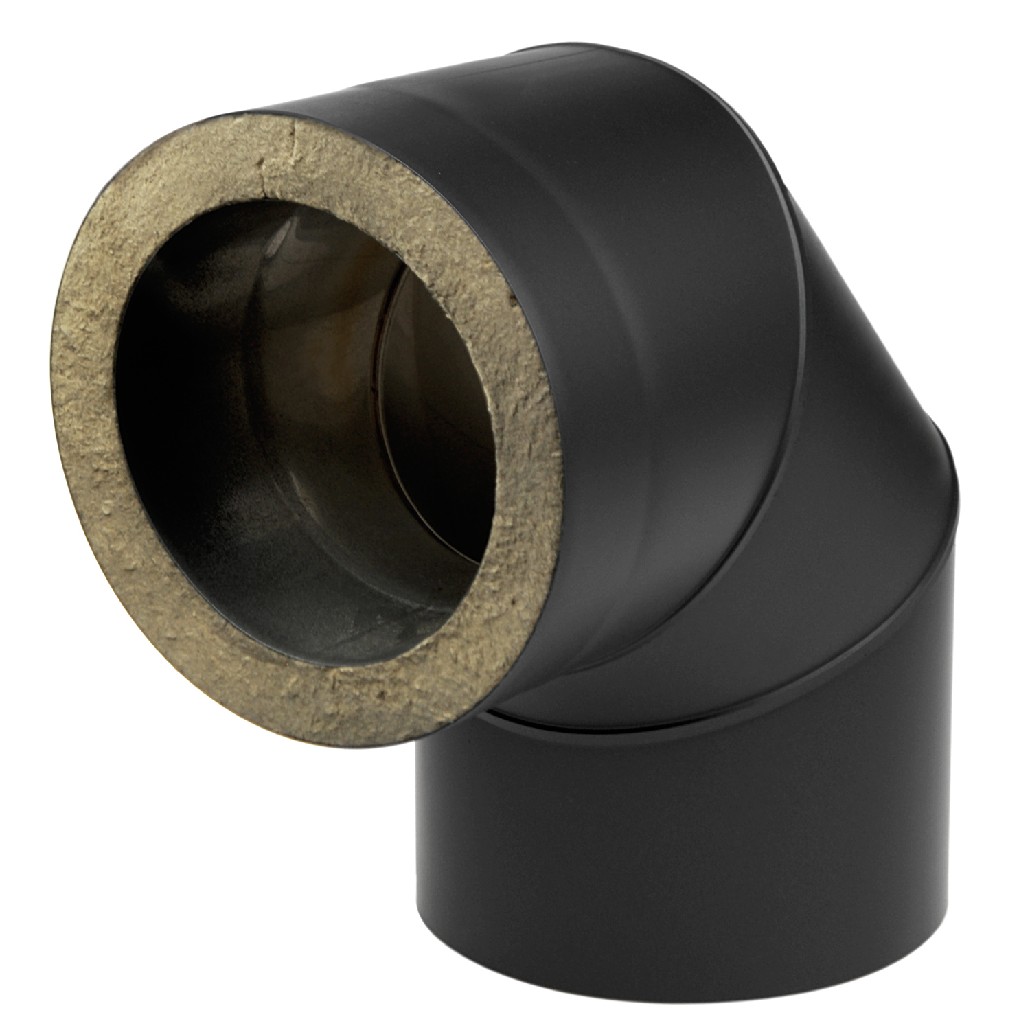 Raik Coltherm coude de tuyau de fumée 150mm noir double paroi 90° sans porte pour tuyau de fumée / conduit de fumée