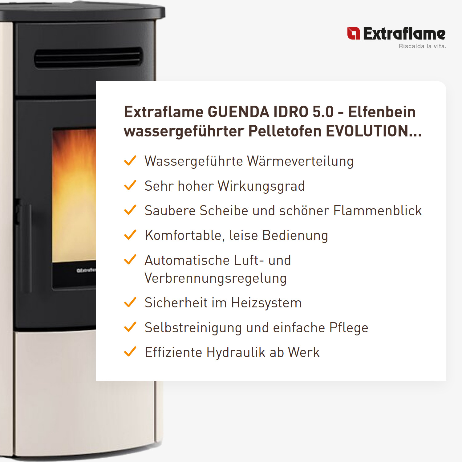 Extraflame GUENDA IDRO 5.0 - Elfenbein wassergeführter Pelletofen EVOLUTION LINE