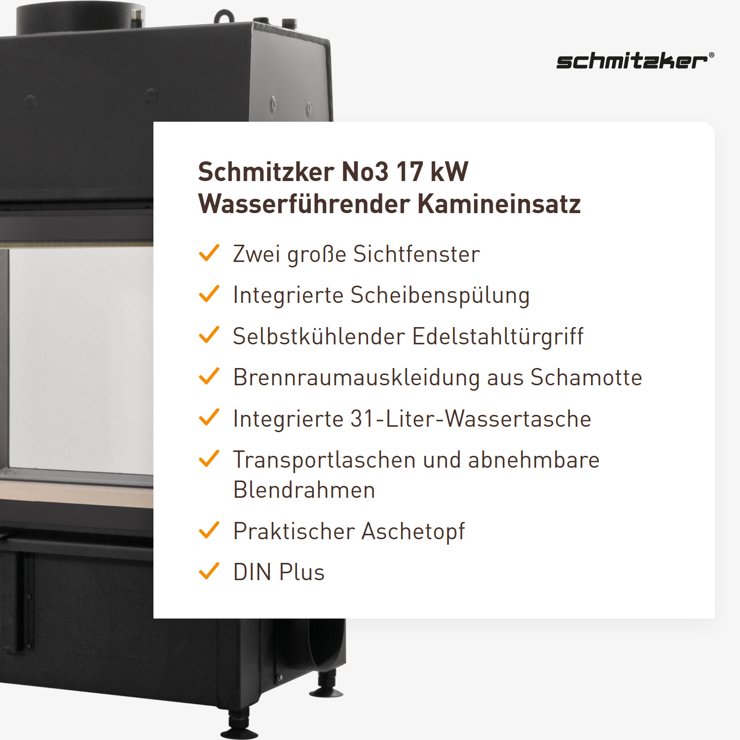 Schmitzker No3 17 kW Wasserführender Kamineinsatz