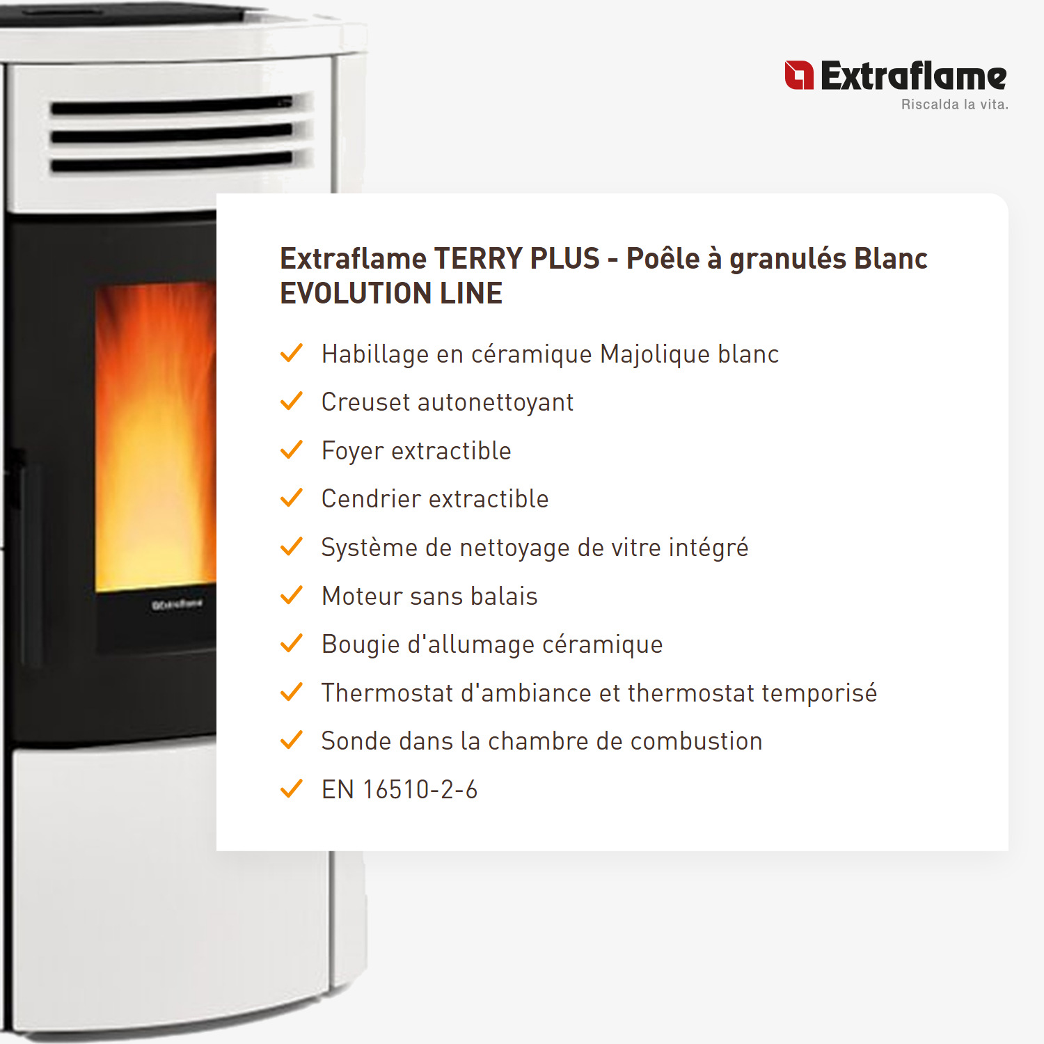 Extraflame TERRY PLUS - Blanc poêle à granulés EVOLUTION LINE