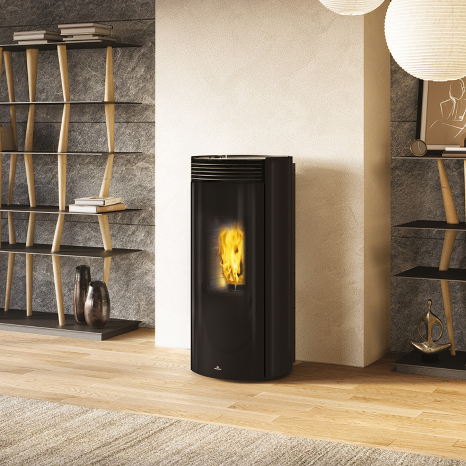 Poêle à granulés Edilkamin LIBRA 13++ INT raccord arrière habillage acier noir