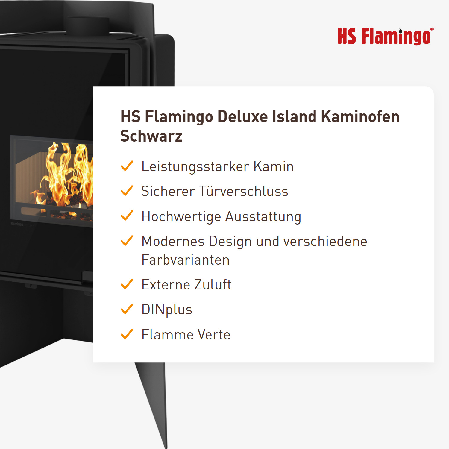 HS Flamingo Deluxe Island Kaminofen Schwarz