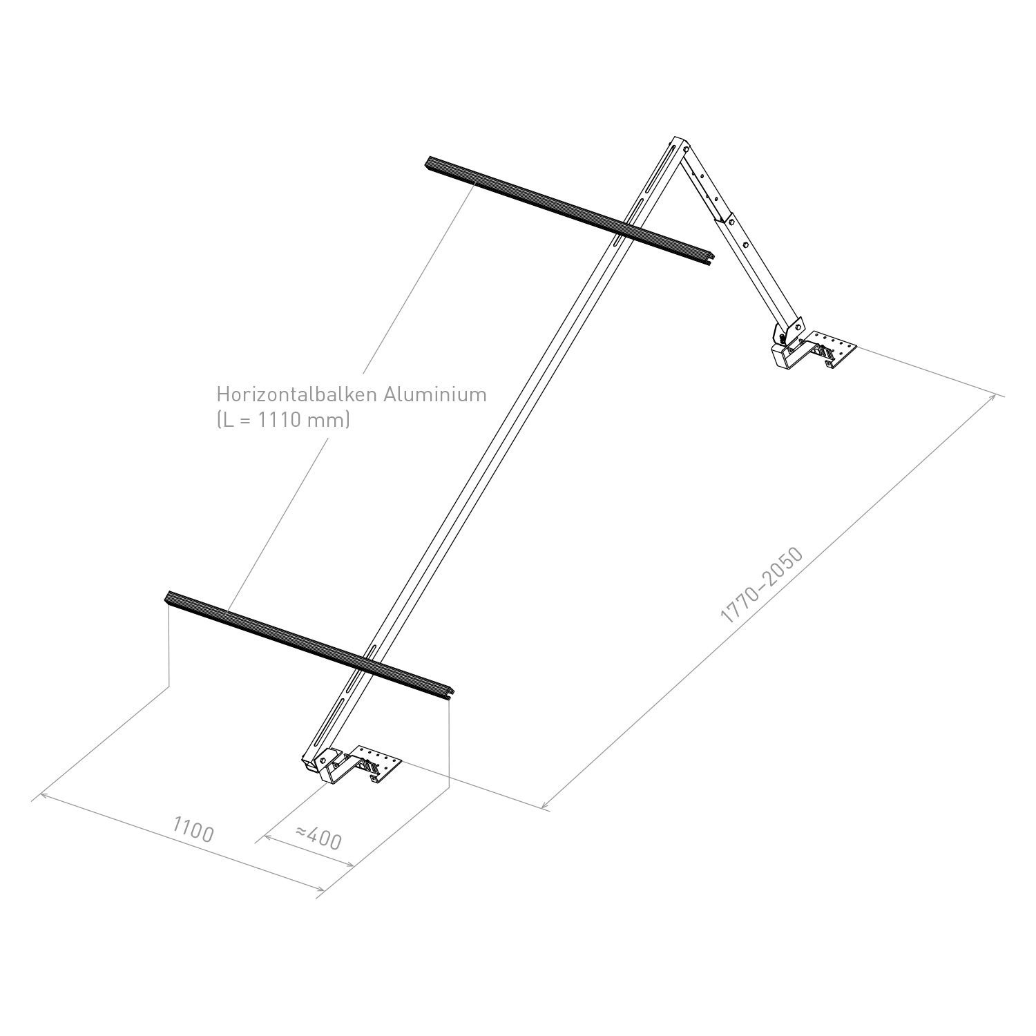 Sunex Standard Kit d'extension pour toit incliné 10-25 degrés pour 1 collecteur solaire Basicx 2.0
