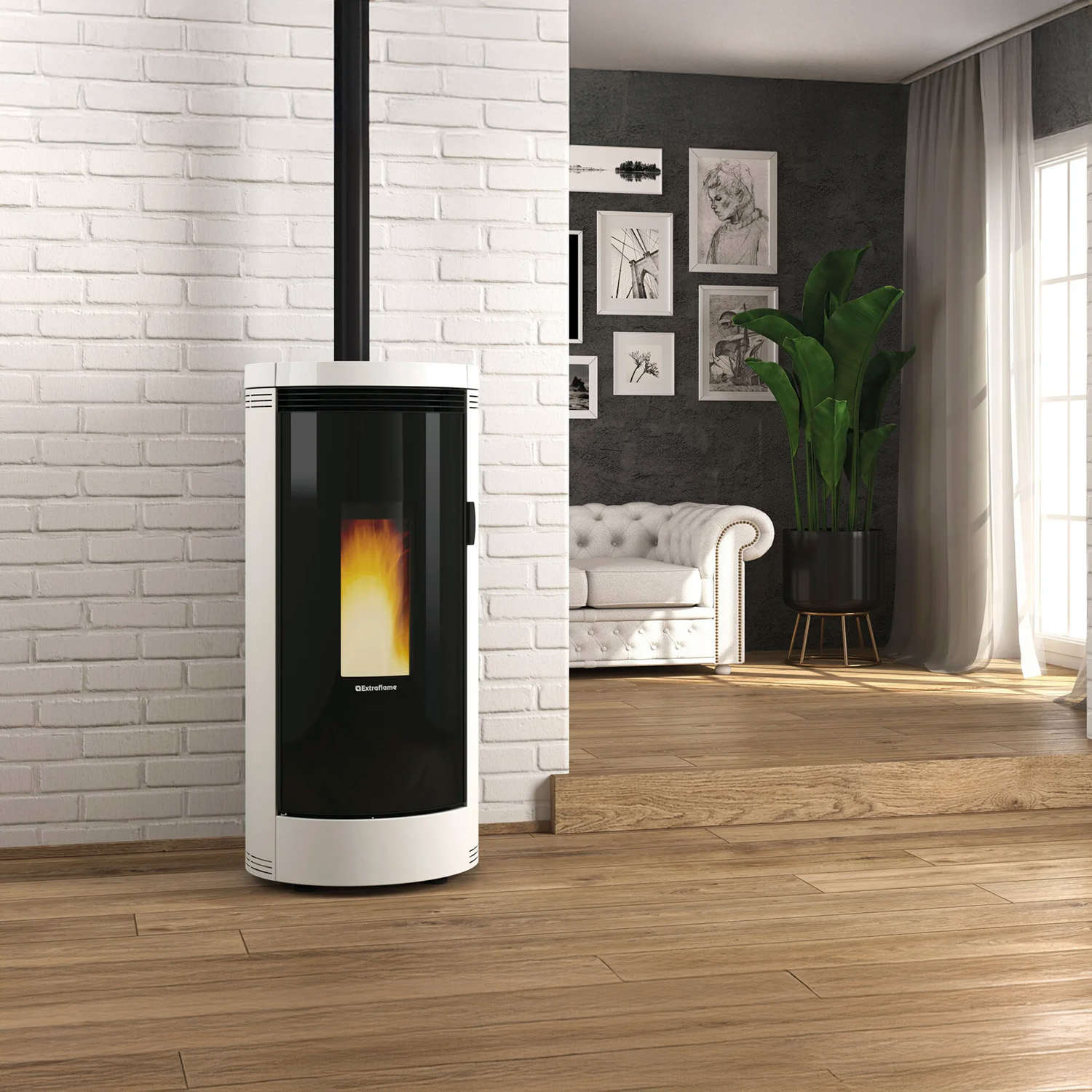 Extraflame Prestige Line Debby Evo Pelletofen Stahl Weiß