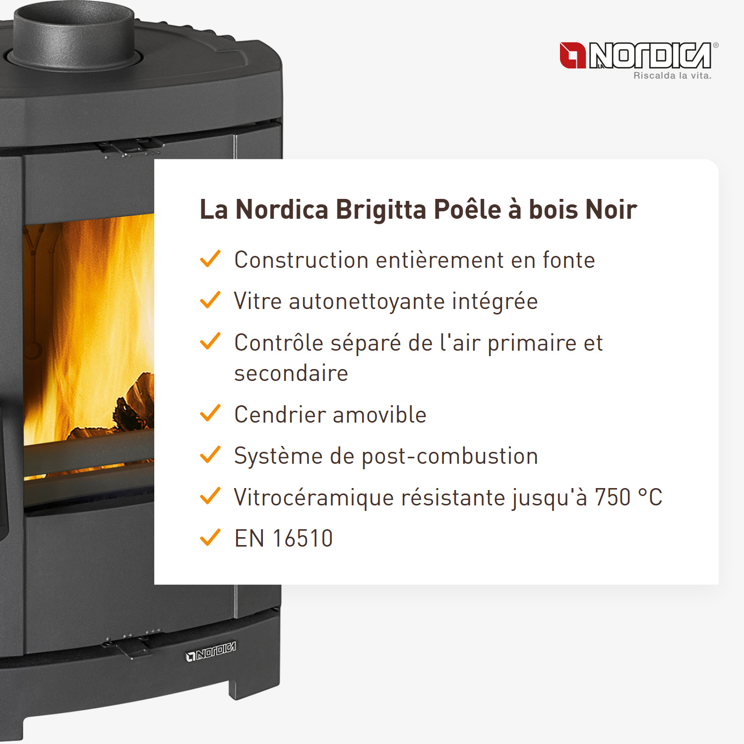 La Nordica Brigitta poêle à bois noir