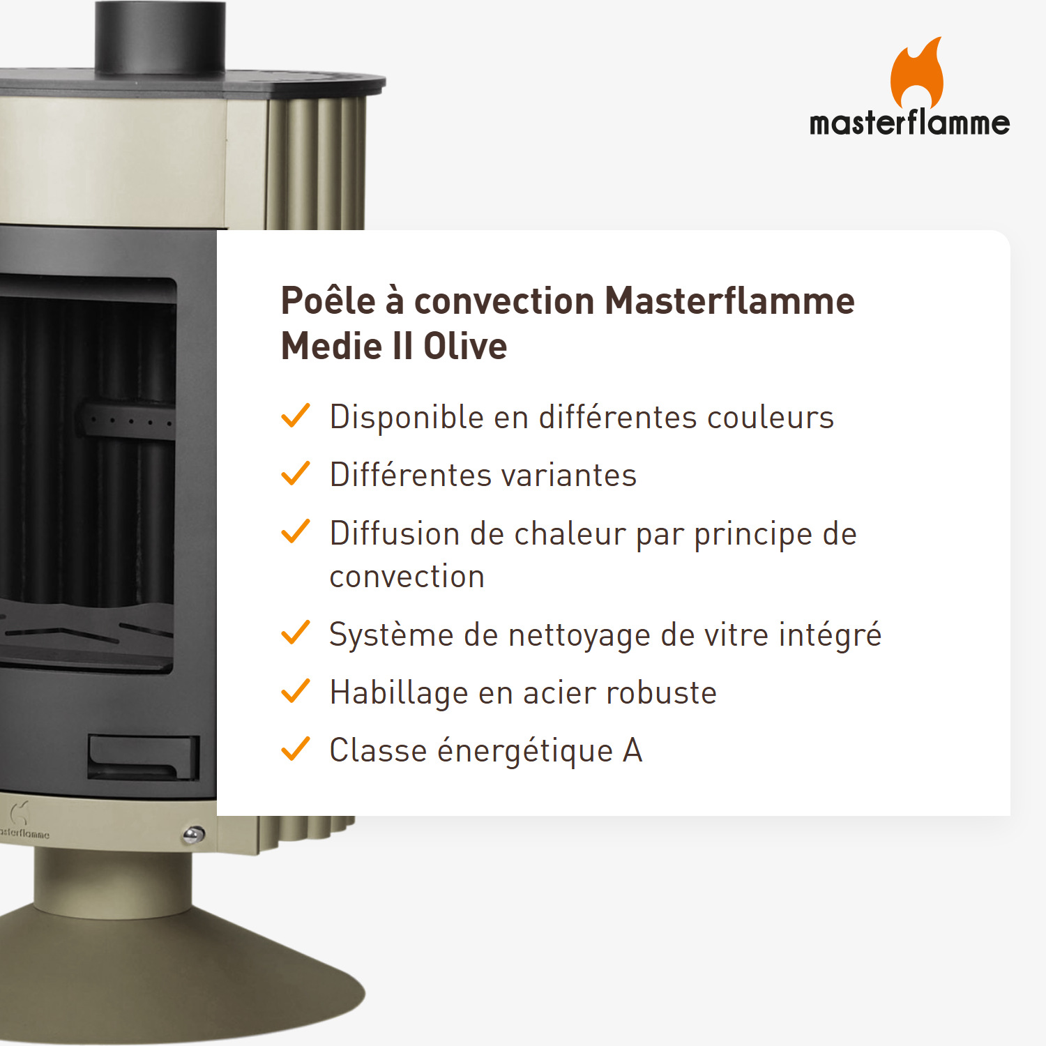 Poêle à air chaud Masterflamme Medie II Olive
