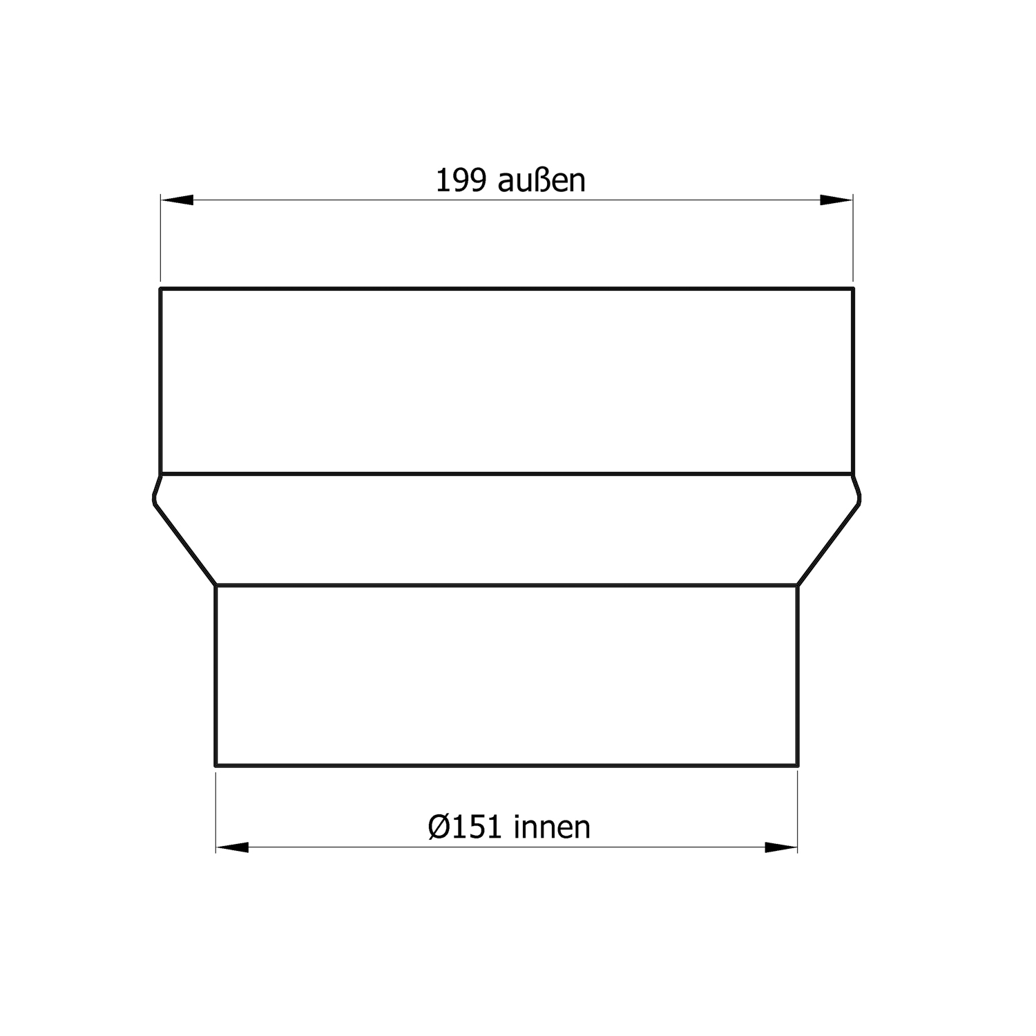 Raik Basic Erweiterung 150mm – 200mm gussgrau für Rauchrohr / Ofenrohr