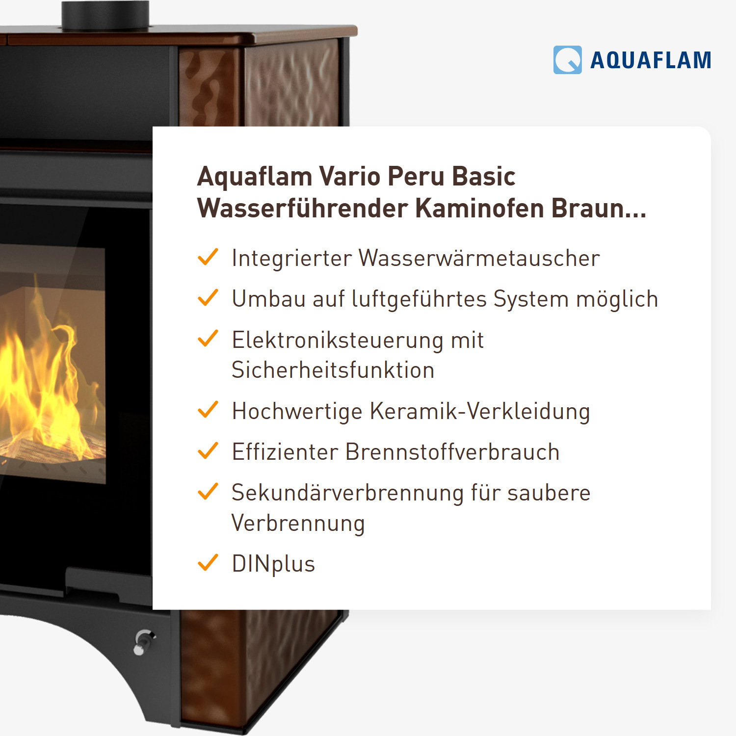 Aquaflam Vario Peru Basic Wasserführender Kaminofen Braun 11/7 kW