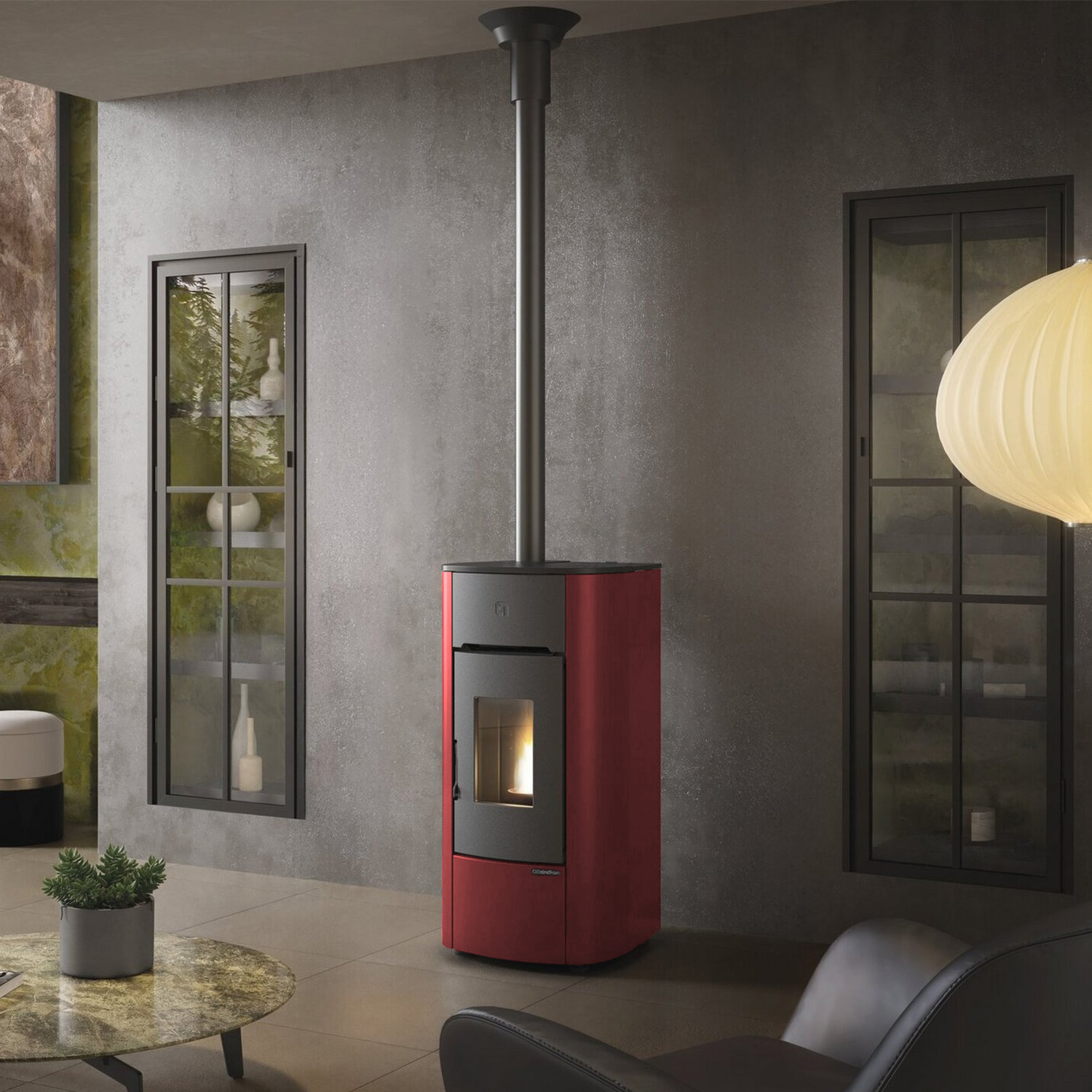 Extraflame Angelica Plus Evo Poêle à granulés Prestige Line bordeaux