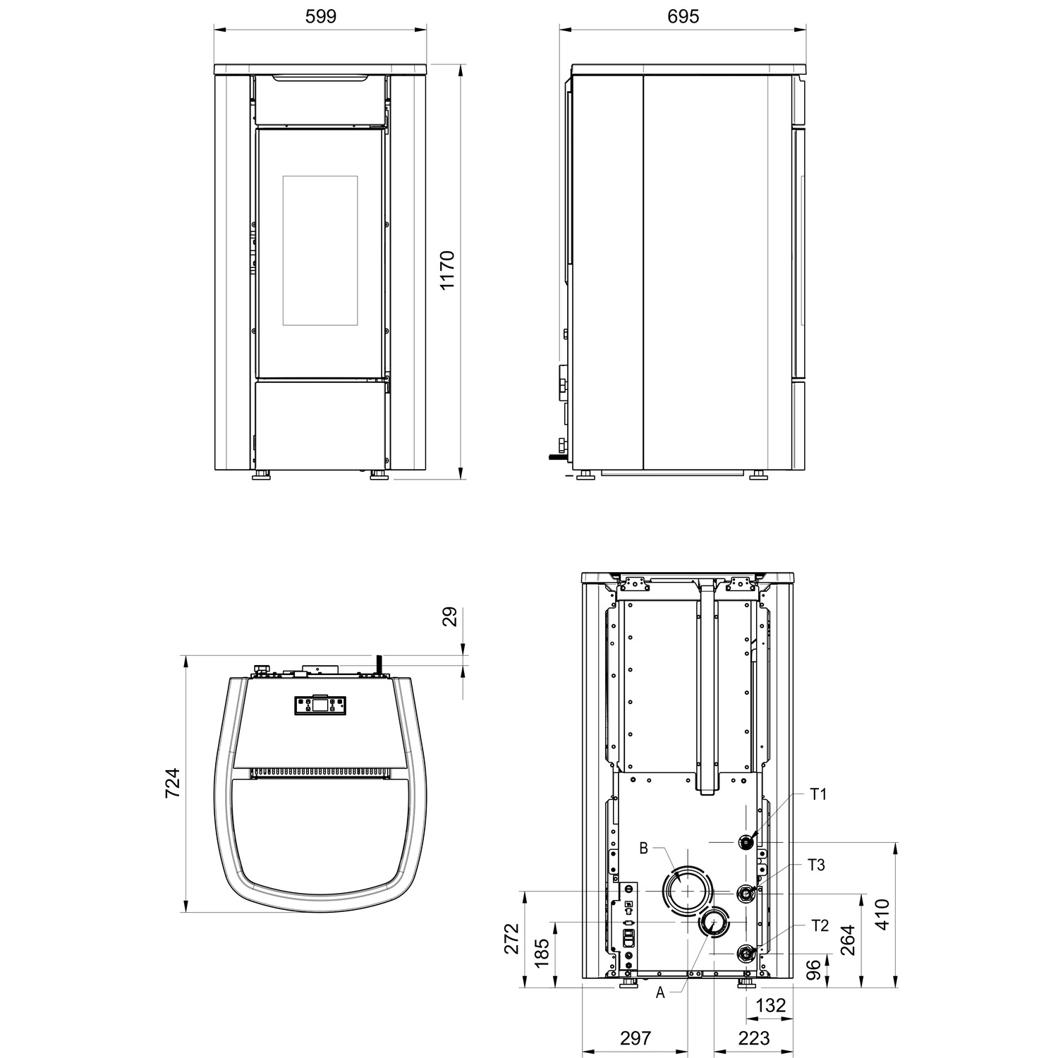 Extraflame Miriana Idro H16 Poêle à granulés bouilleur noir Evolution Line