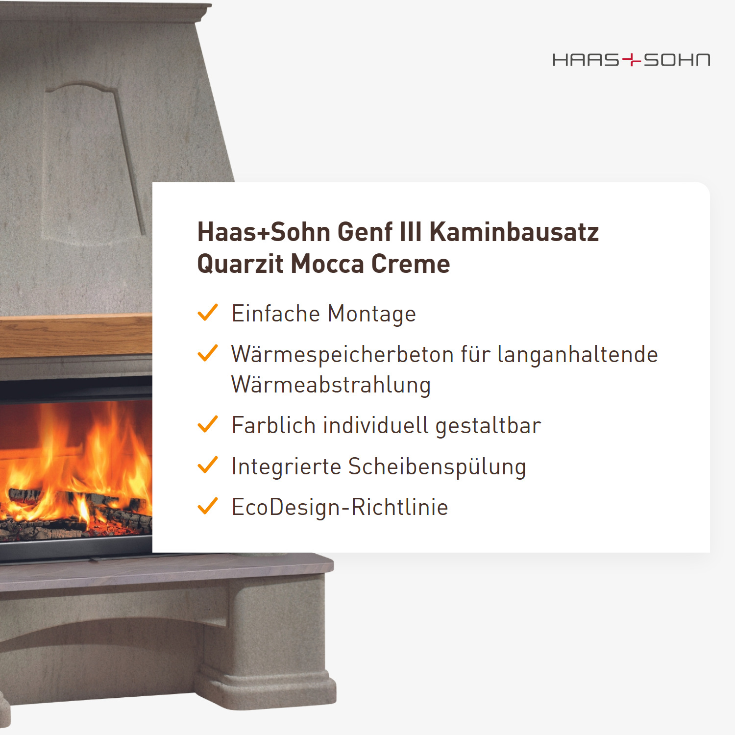 Haas+Sohn Genf III Kaminbausatz Quarzit Mocca Creme