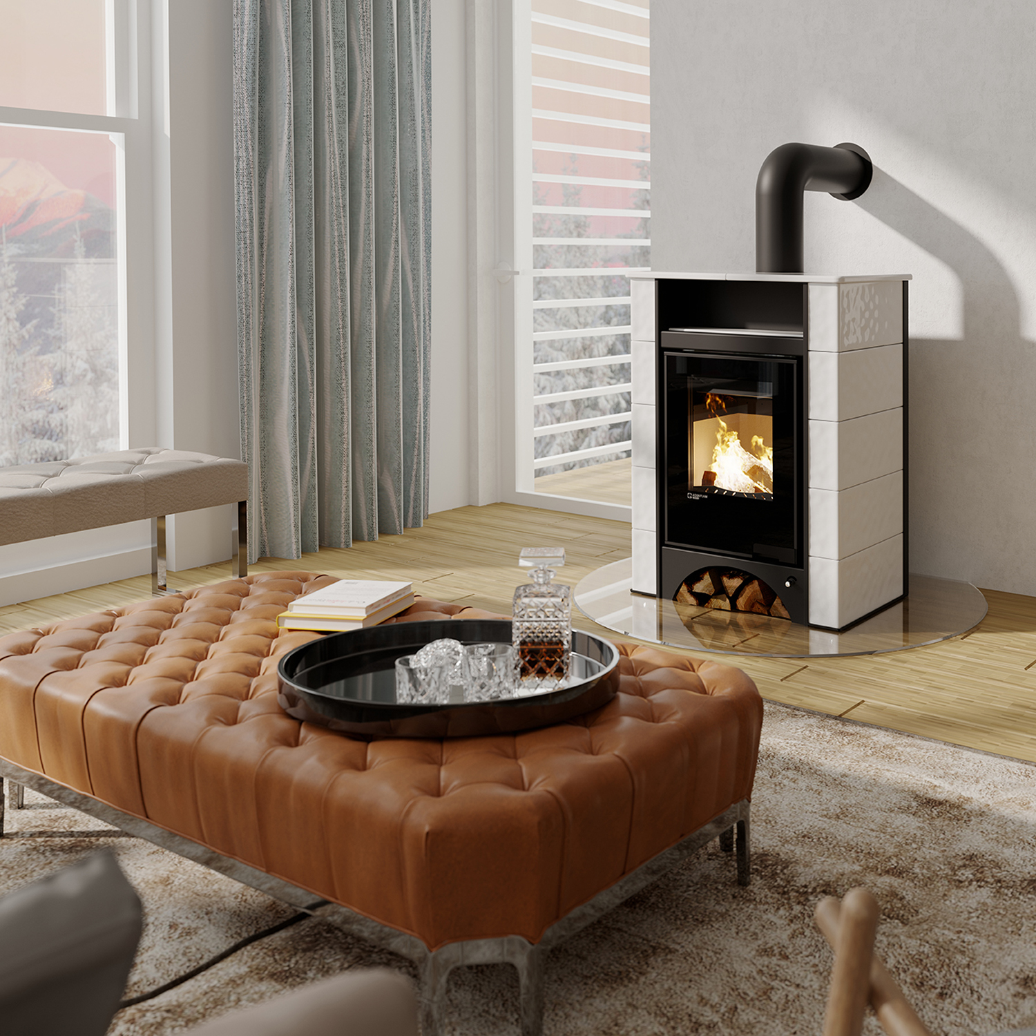 Aquaflam Vario Peru Basic Wasserführender Kaminofen Weiß 11/7 kW