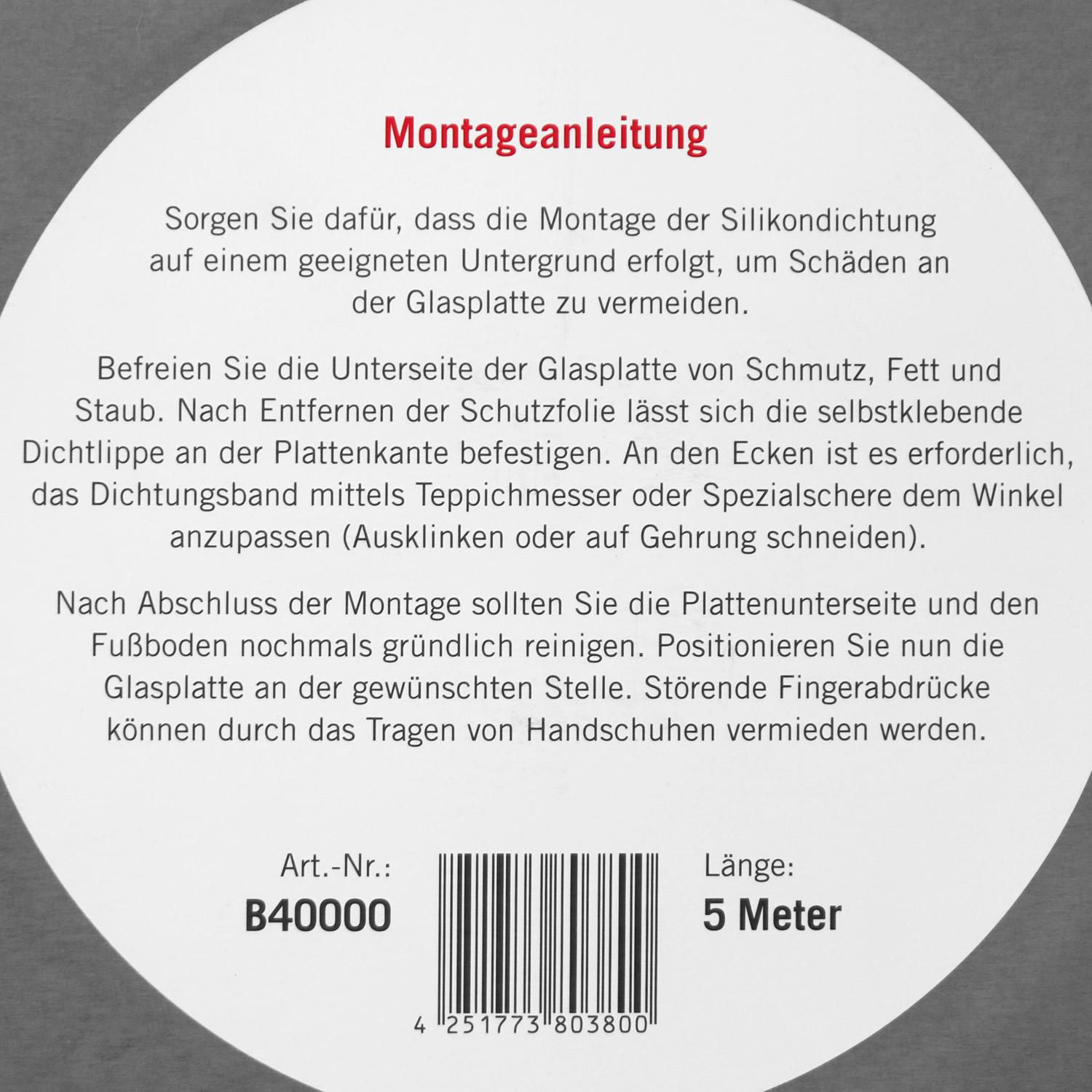 raik 4fach Silikon-Glasplattendichtung 5 Meter