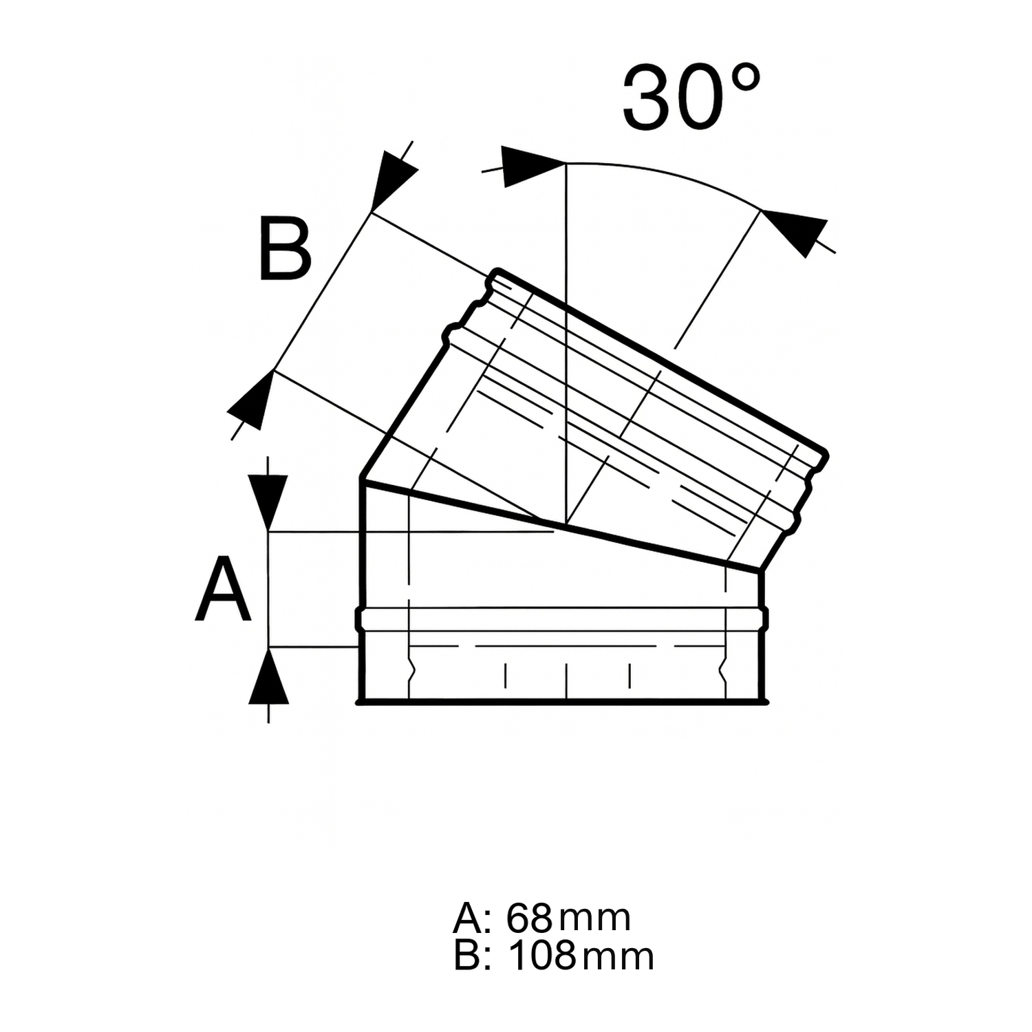 Schiedel ICS Bogen 30° Ø130 mm doppelwandig glänzend