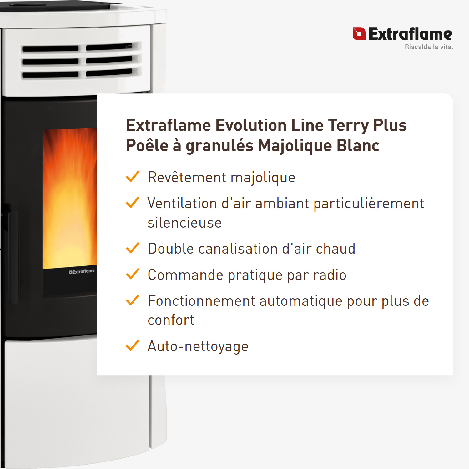 Extraflame Evolution Line Terry Plus poêle à granulés Majolique blanc