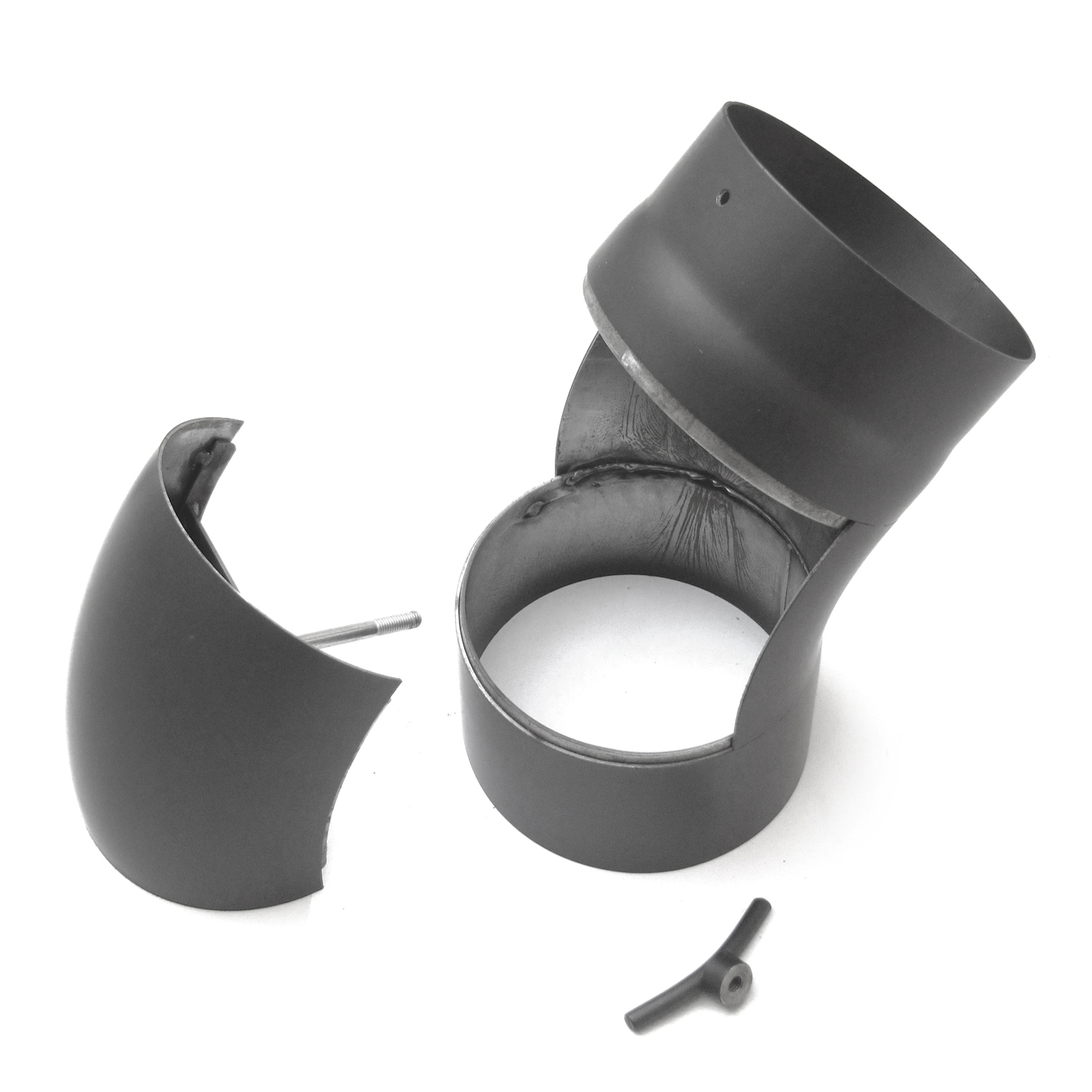 Raik Basic coude de tuyau de fumée 150mm gris fonte 45° tiré avec porte pour tuyau de fumée / conduit de fumée