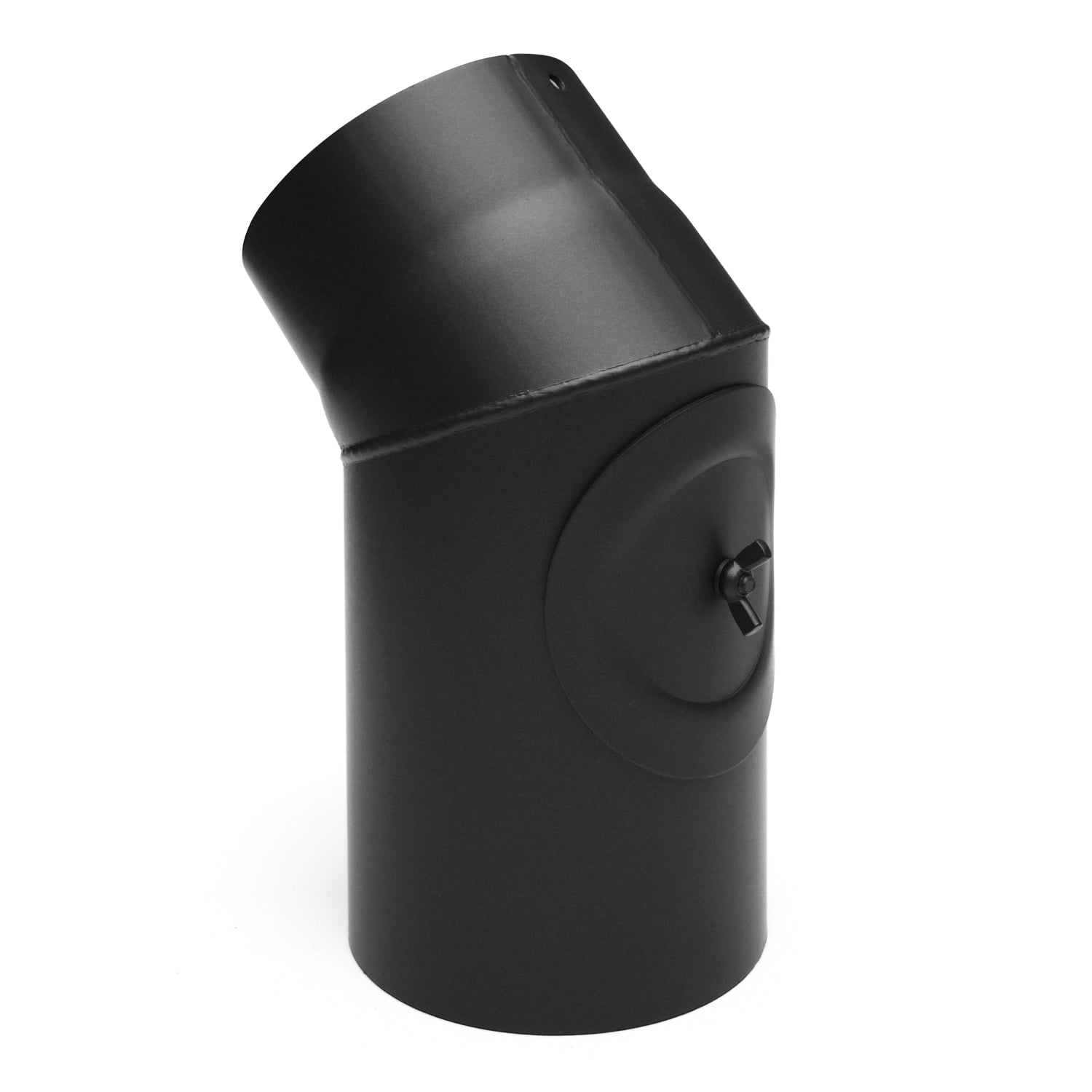 Raik Basic Rauchrohrbogen 150mm schwarz 45° mit Tür für Rauchrohr / Ofenrohr
