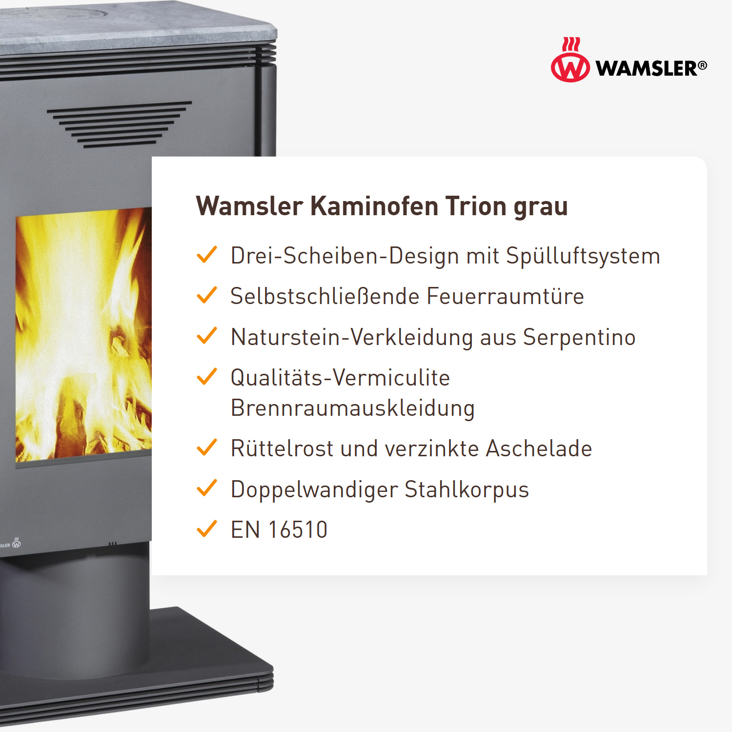 Wamsler Kaminofen Trion grau