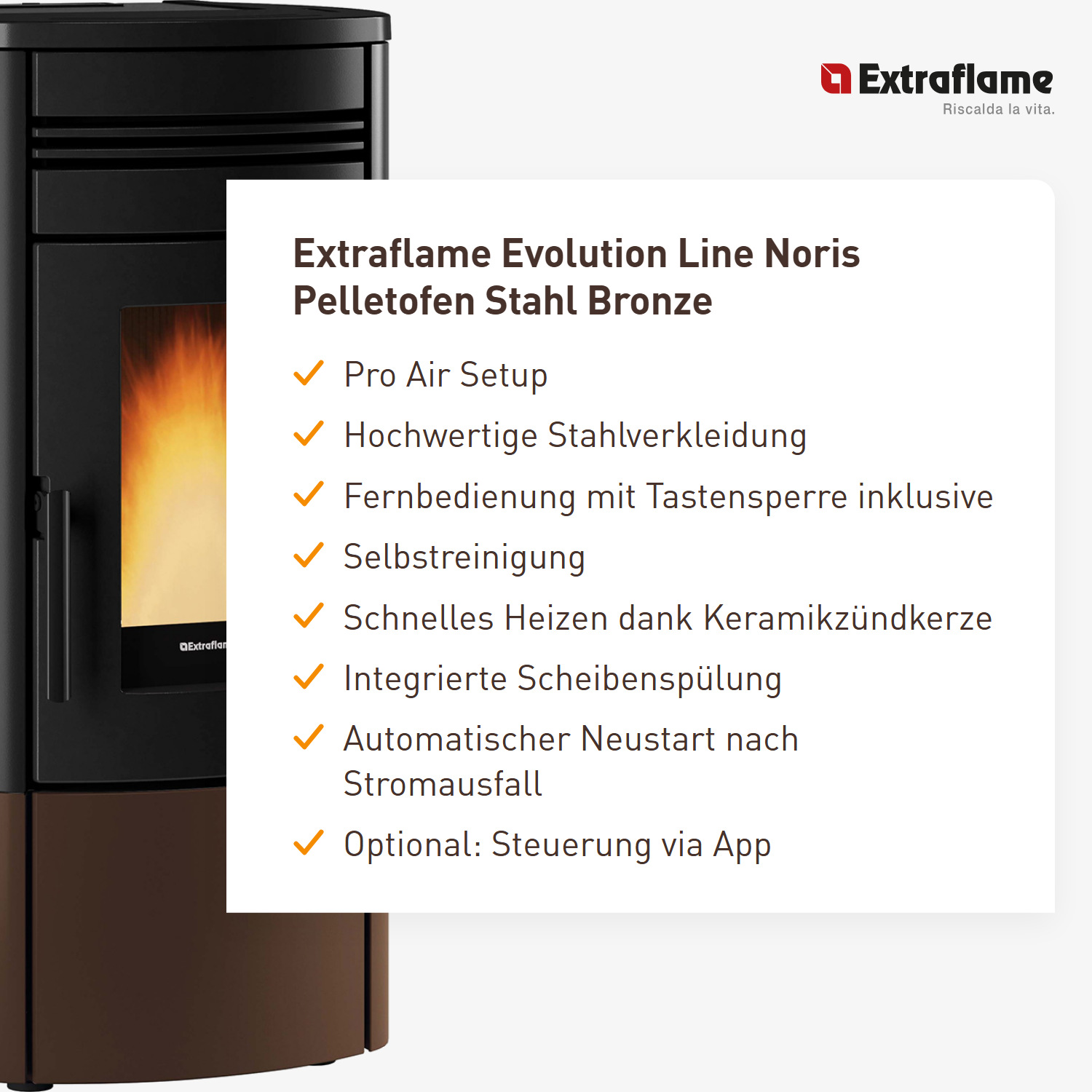 Extraflame Evolution Line Noris Pelletofen Stahl Bronze