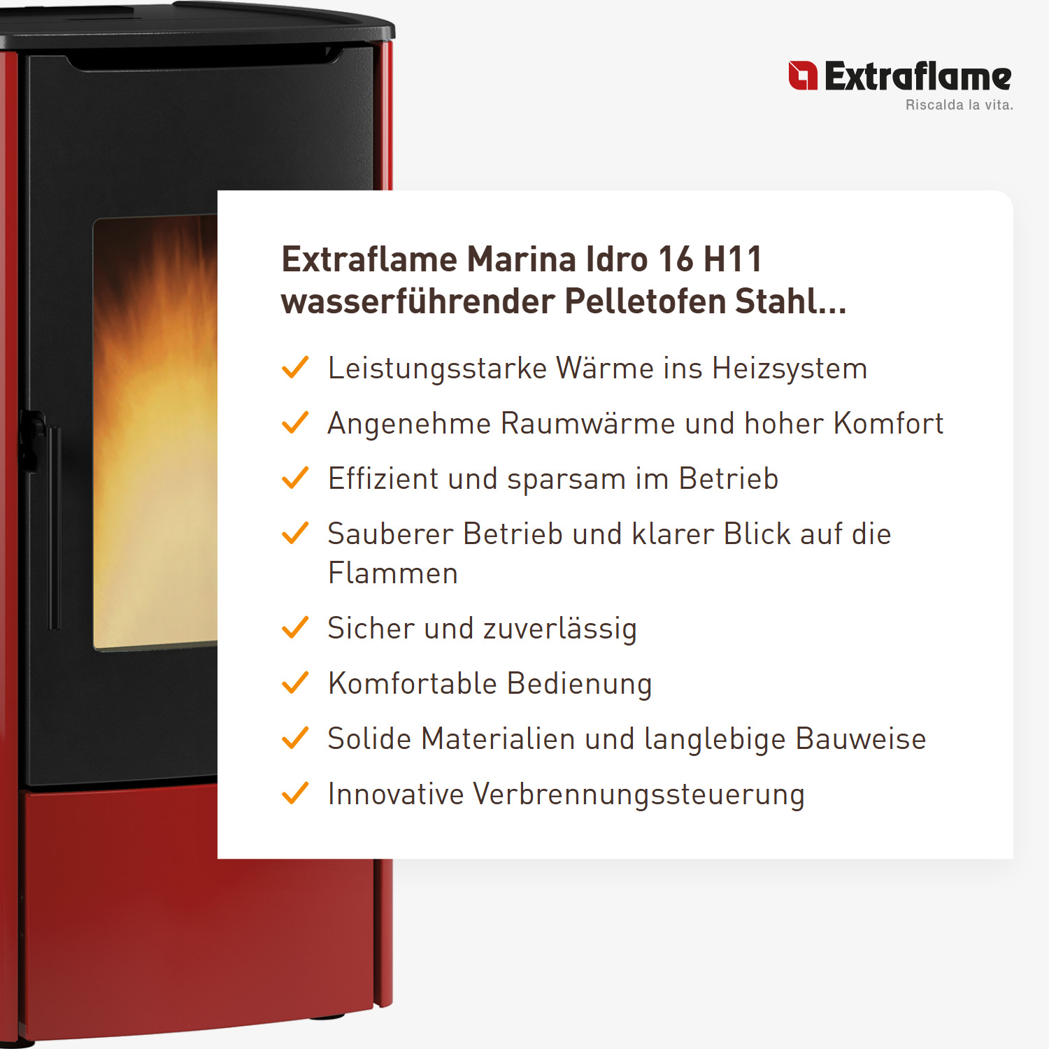 Extraflame Marina Idro 16 H11 wasserführender Pelletofen Stahl Bordeaux
