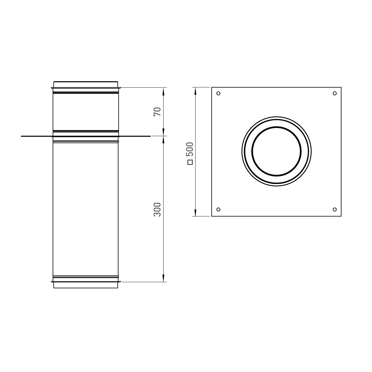 Opsinox conduit de cheminée en acier inoxydable 130 mm passage de plafond VDO