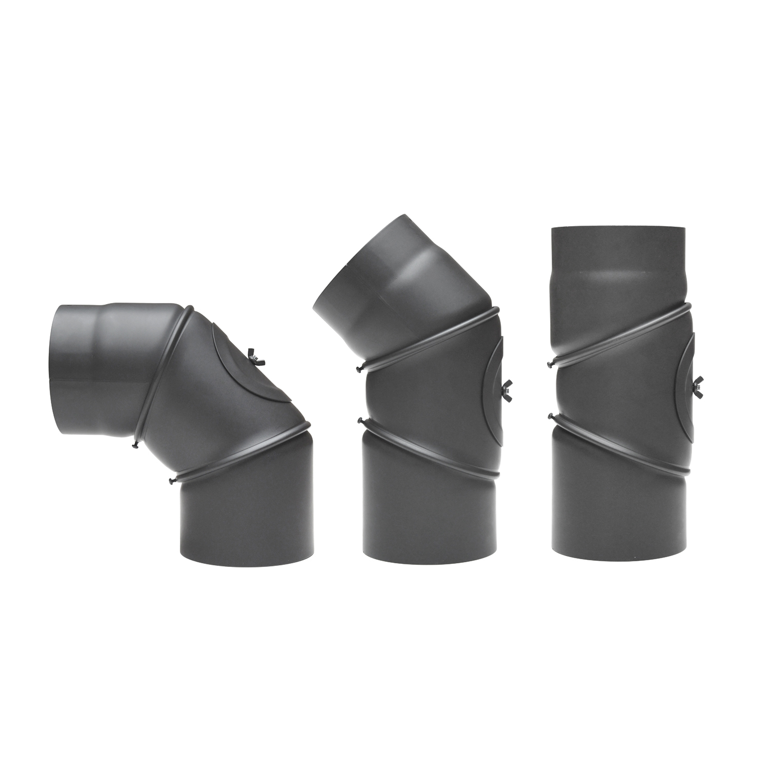Raik Basic Rauchrohrbogen 130mm gussgrau 0–90° mit Tür für Rauchrohr / Ofenrohr