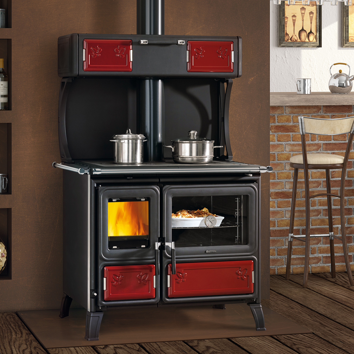 La Nordica compartiment chauffant pour cuisinière Milly acier bordeaux