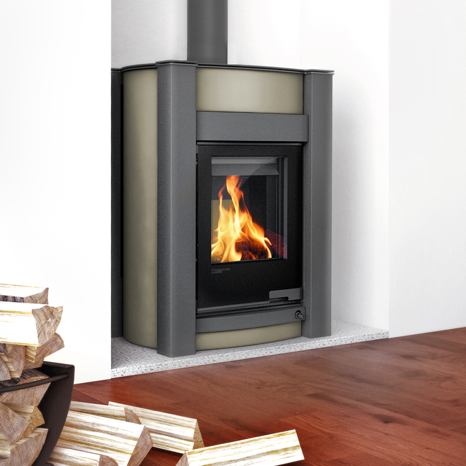 Poêle à bois Aquaflam Vario Kalmar Olive