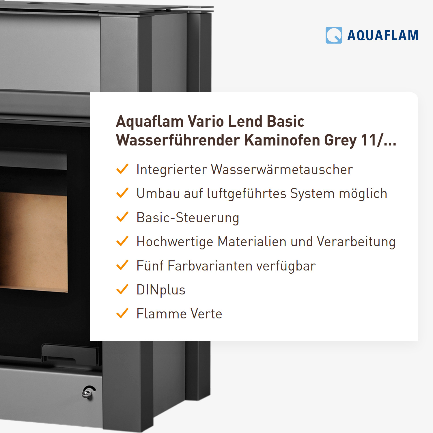 Aquaflam Vario Lend Basic Wasserführender Kaminofen Grey 11/7 kW