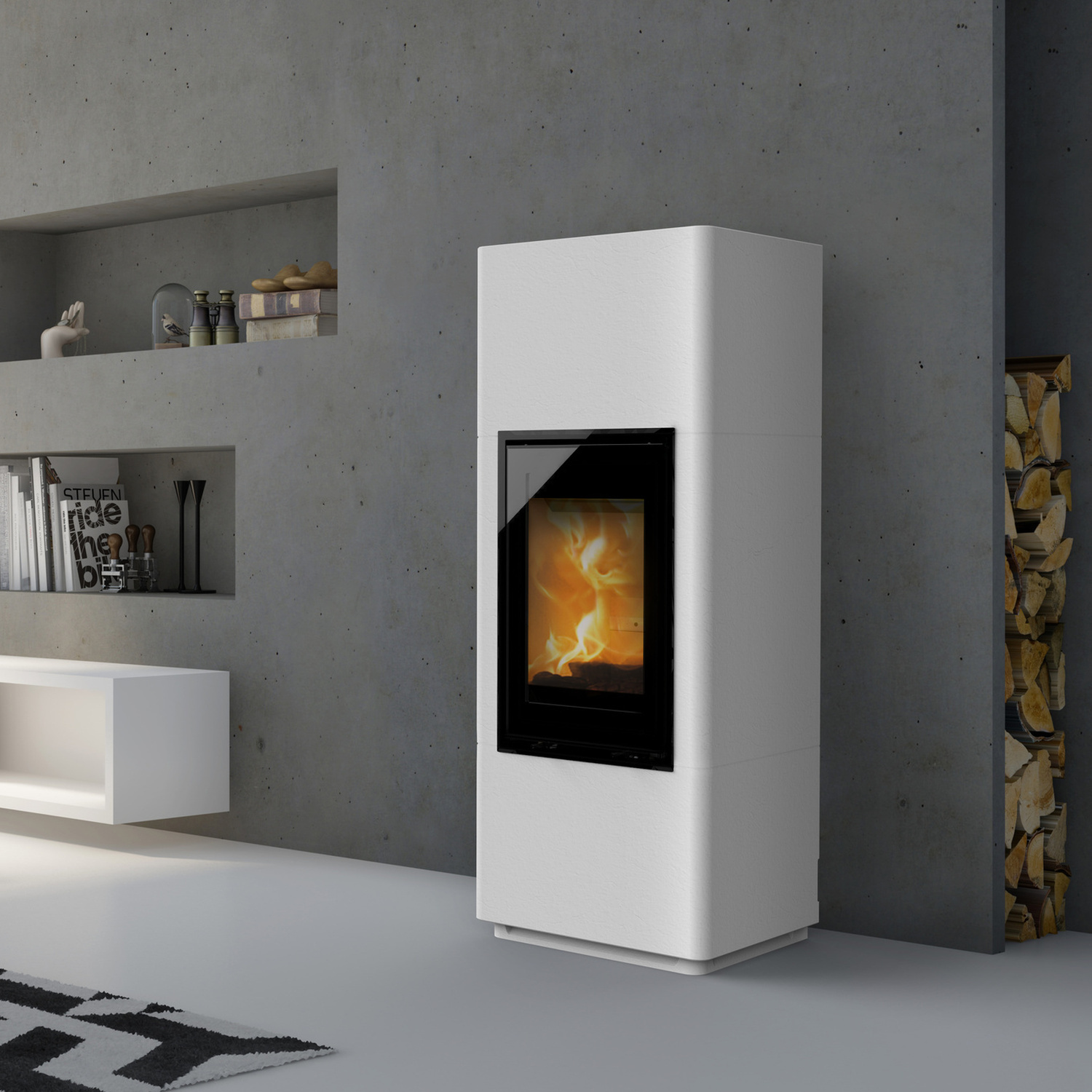 Lotus Beto 700 Kaminofen, Beton, Magic-Tür, Türanschlag links, Topplatte grau