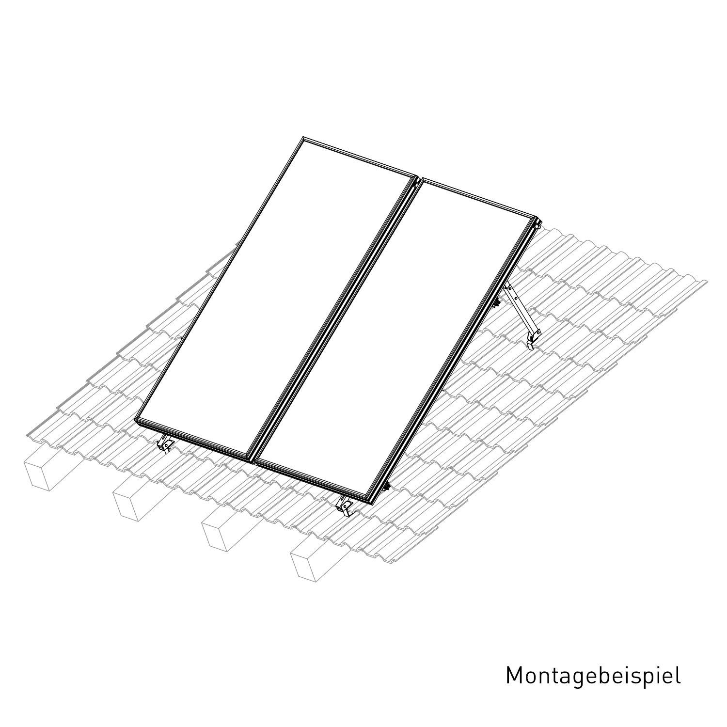 Sunex Standard Kit de montage pour toit incliné 10-25 degrés pour 2 capteurs solaires plats Basicx 2.0