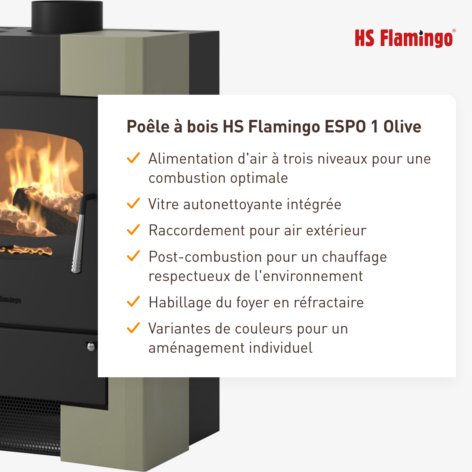 Poêle à bois HS Flamingo ESPO 1 Olive