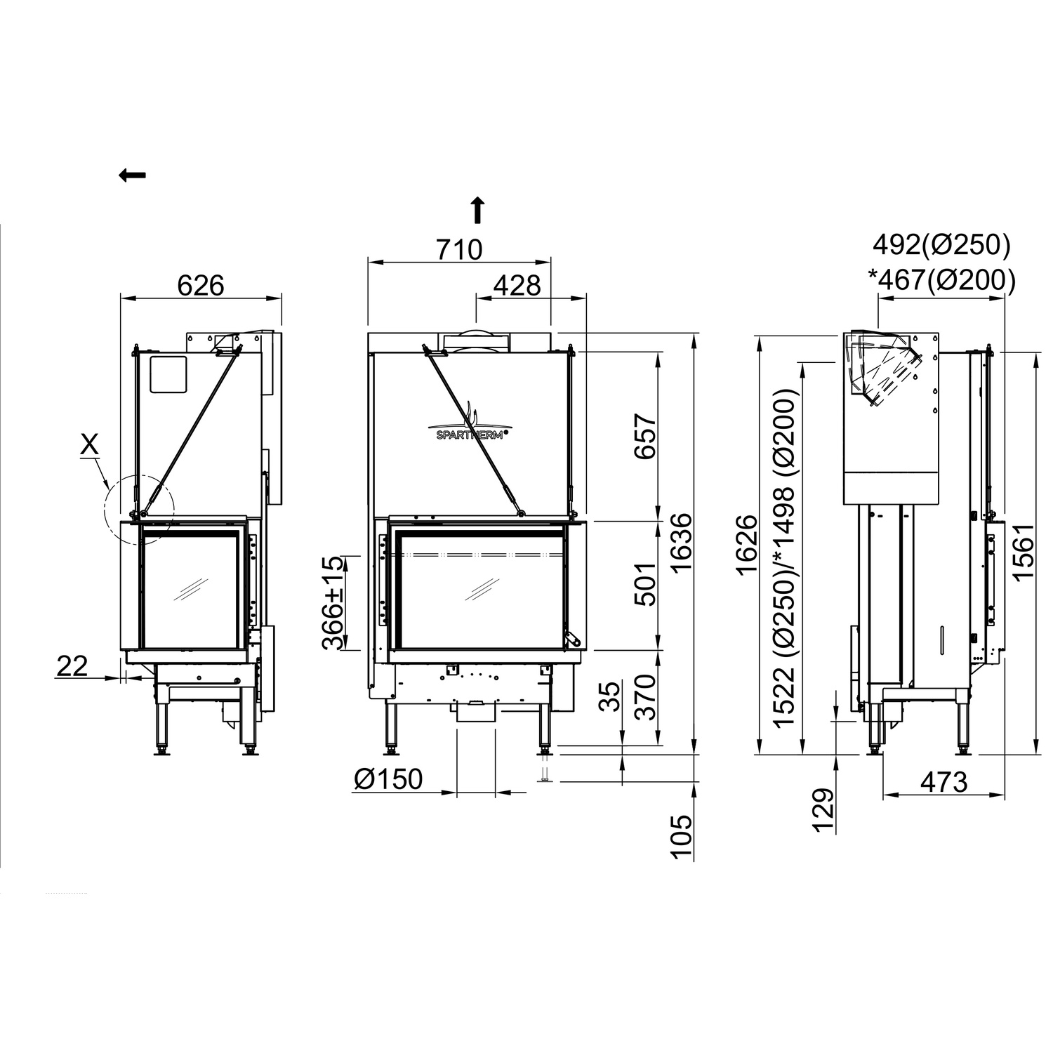 Spartherm Premium V-2R-68h Kamineinsatz 200 mm RR