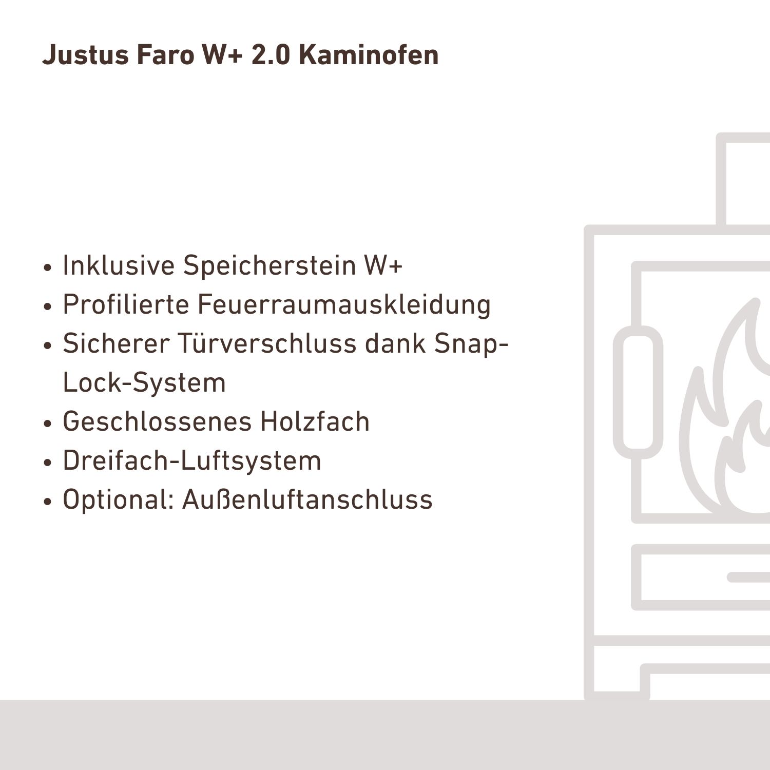 Justus Faro W+ 2.0 Kaminofen Stahl Schwarz mit Speckstein-Abdeckplatte