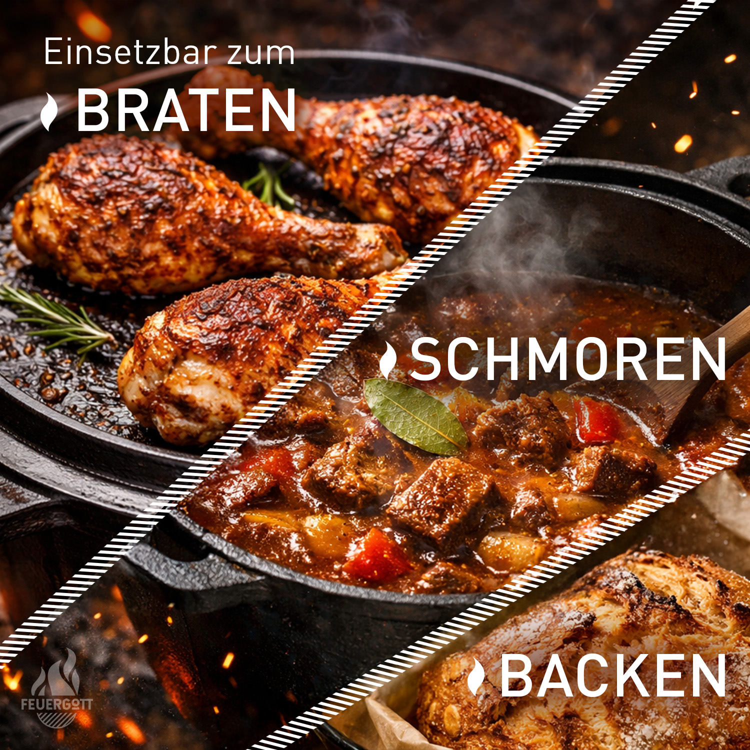 FEUERGOTT Dutch Oven 4,5 l mit Füßen