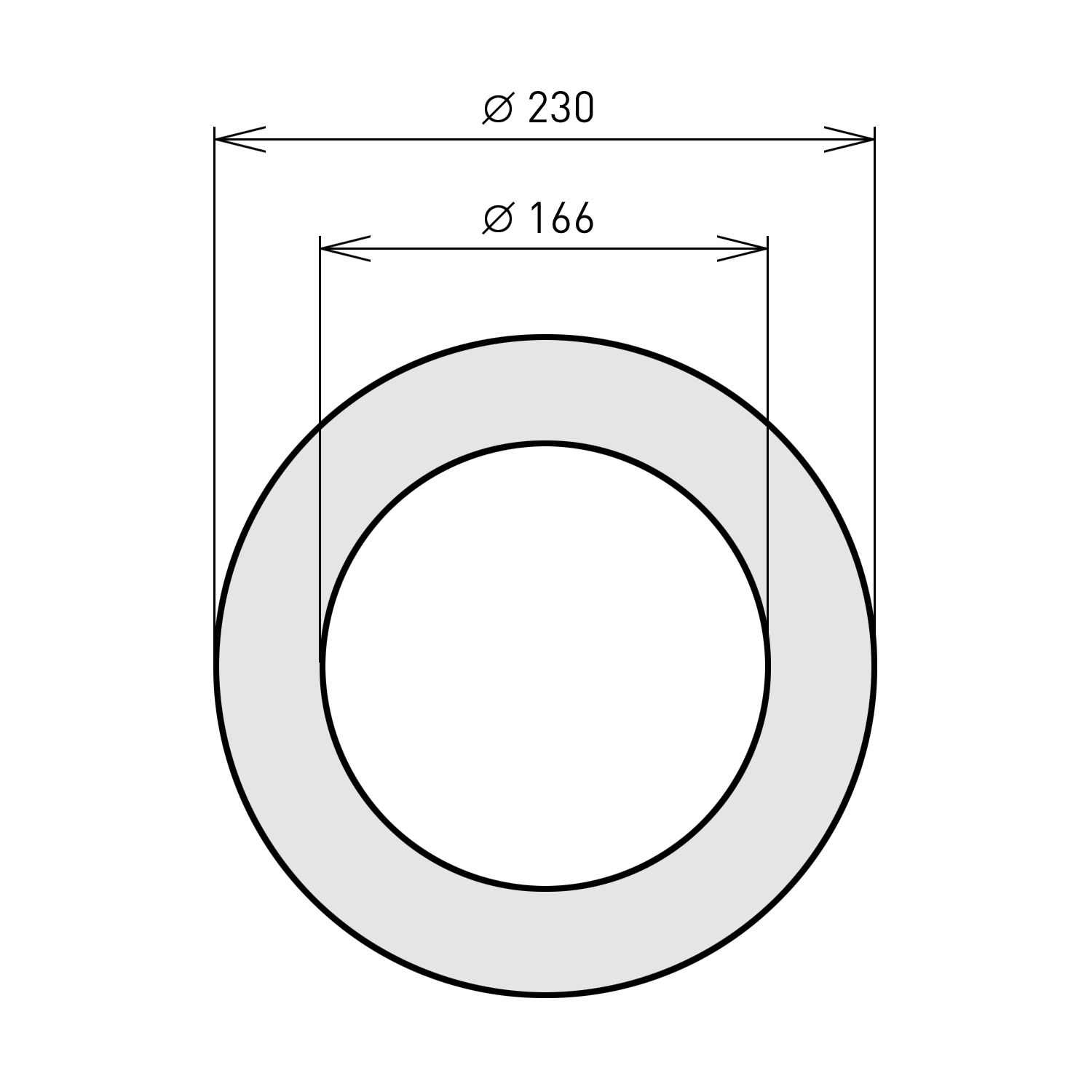Raik Basic Rosette murale 160mm gris fonte 3cm pour tuyau de fumée / conduit de fumée