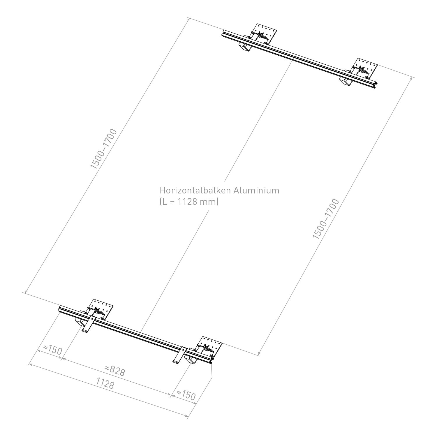 Sunex Standard Kit de montage pour toit incliné 25-60 degrés pour 1 collecteur solaire AMP 2.0