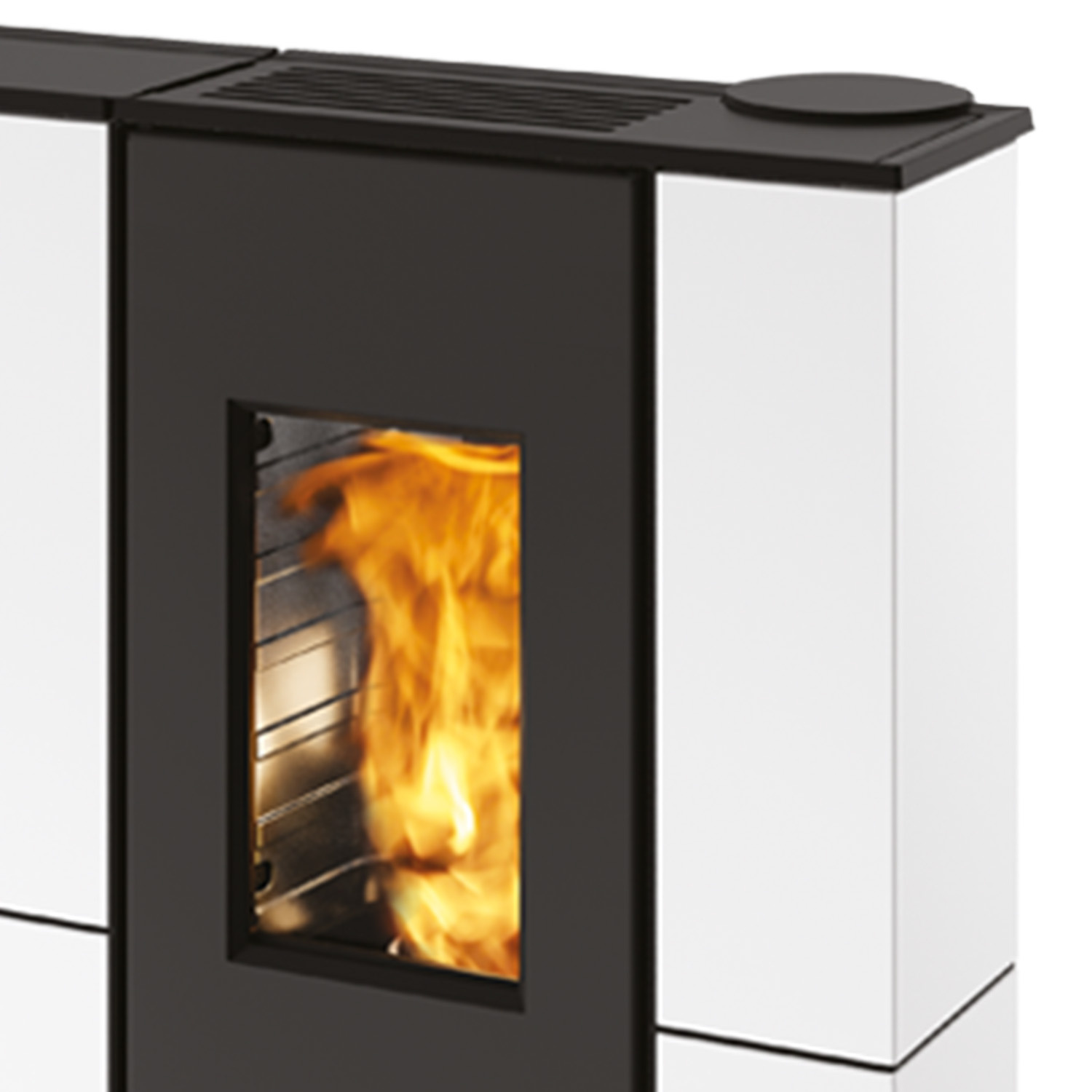Edilkamin Tratto 9+ Poêle à granulés sortie fumées haute habillage acier blanc