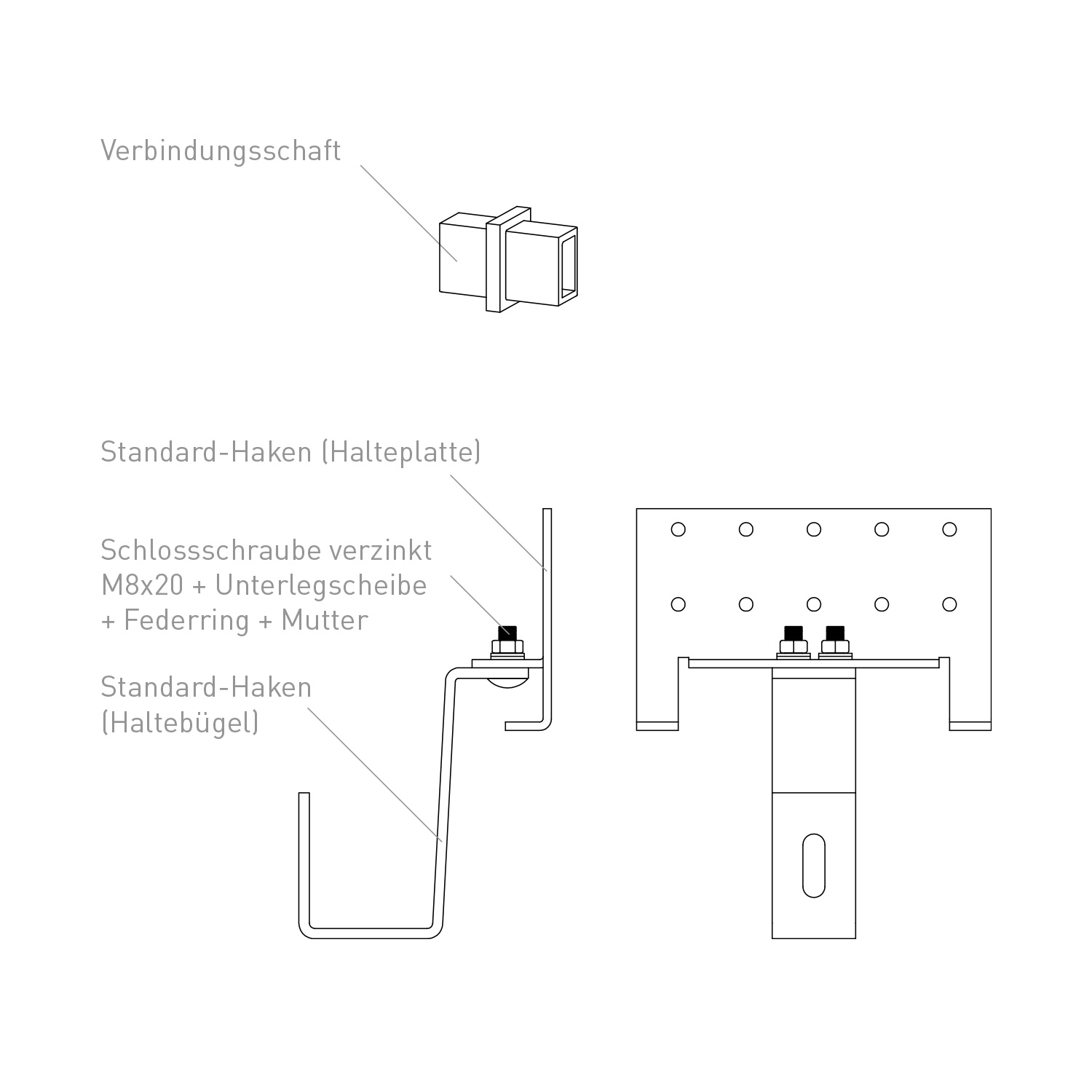 Sunex Standard Kit d'extension pour toit incliné 25-60 degrés pour 1 collecteur solaire Basicx 2.0