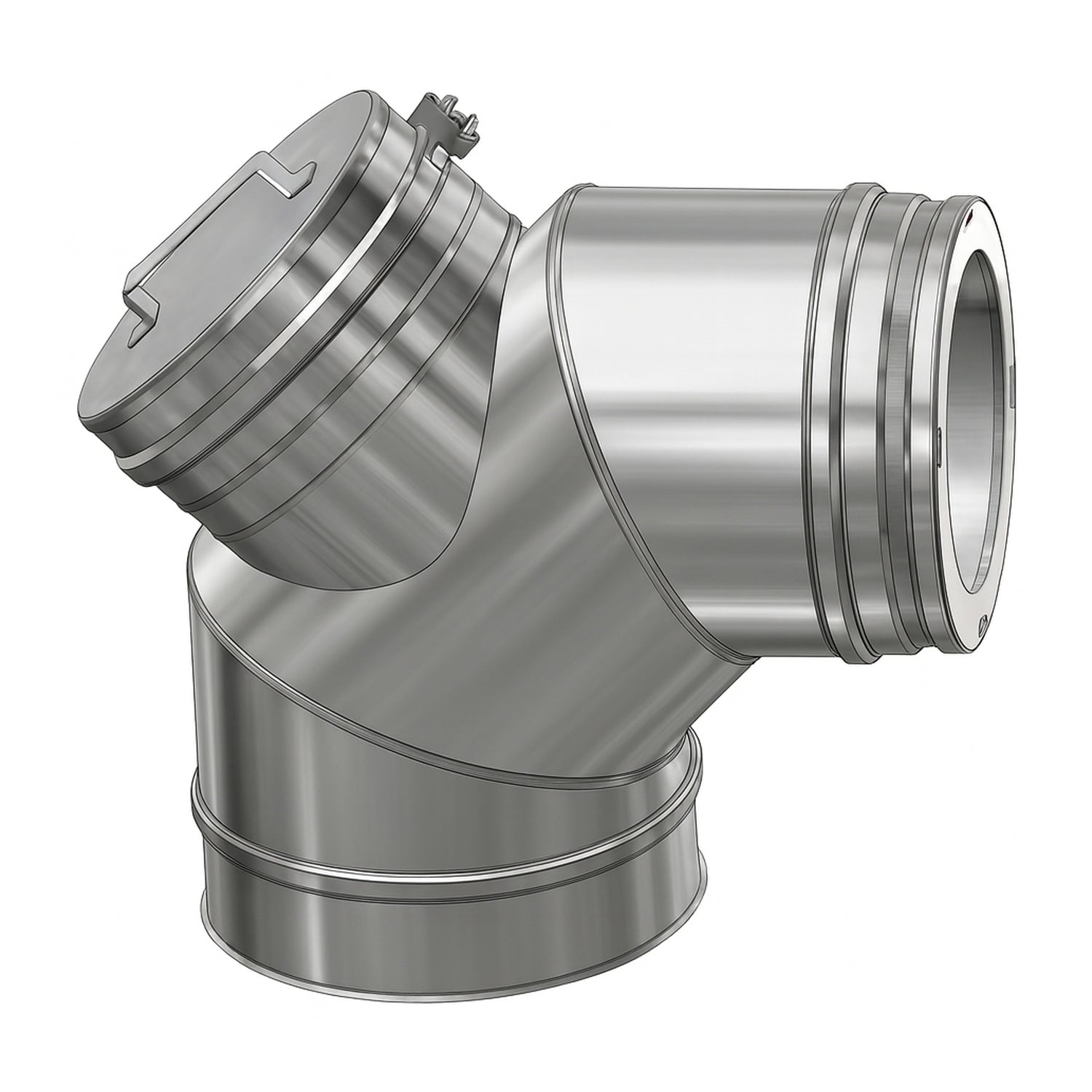 Schiedel ICS coude 85° Ø150 mm avec trappe de révision pour huile et gaz double paroi brillant