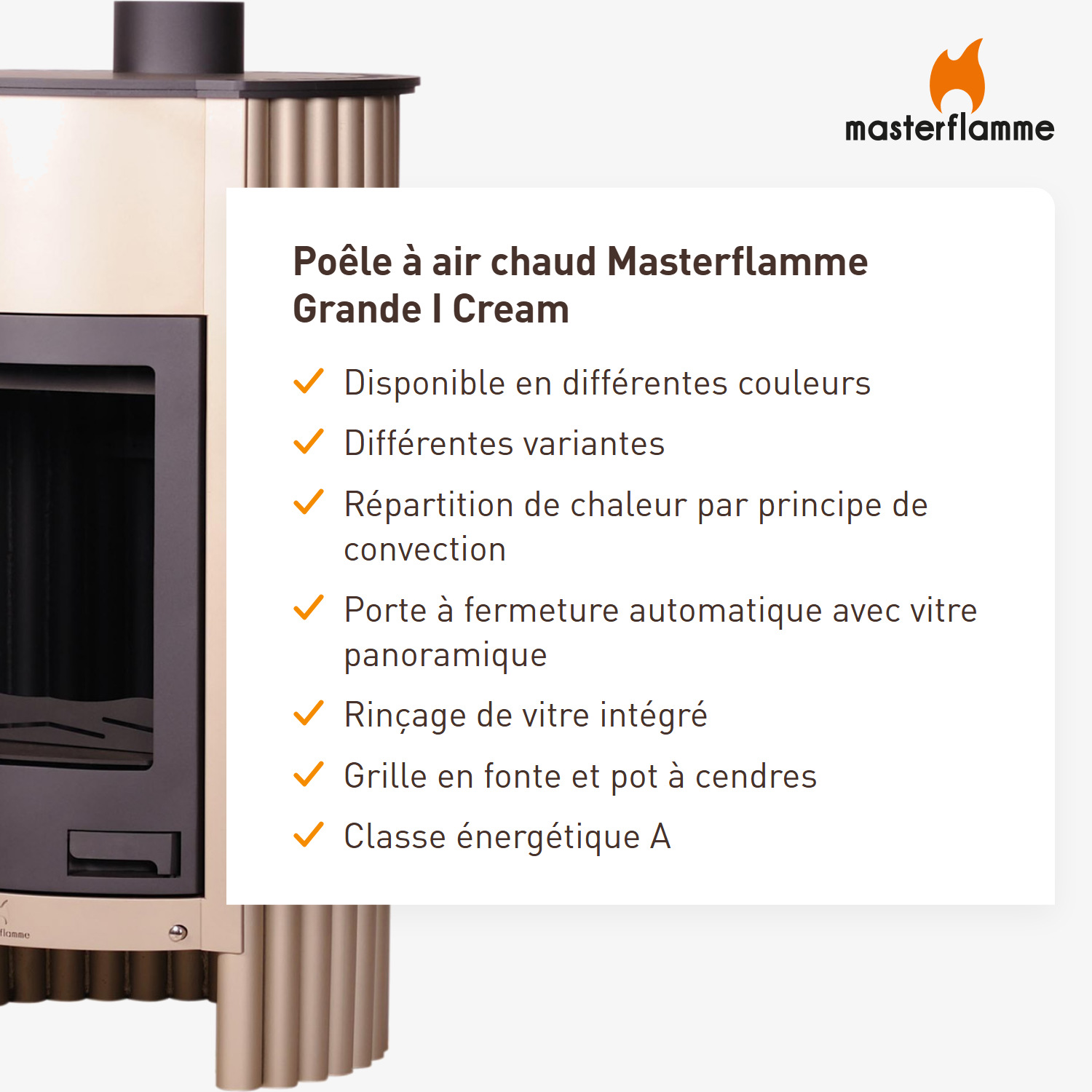 Poêle à air chaud Masterflamme Grande I Crème