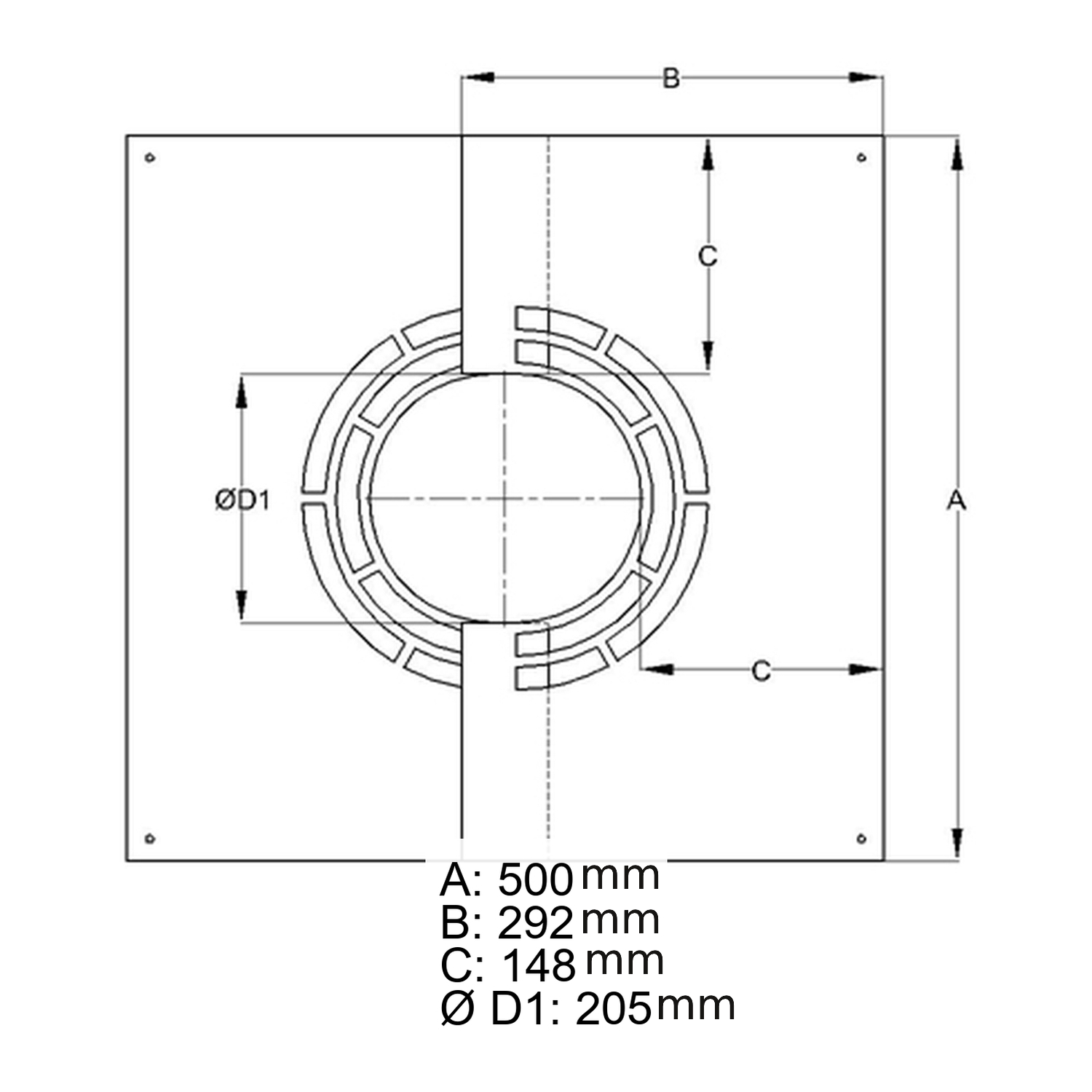 Schiedel cache de finition pour ventilation arrière 30-45° Ø150 mm brillant