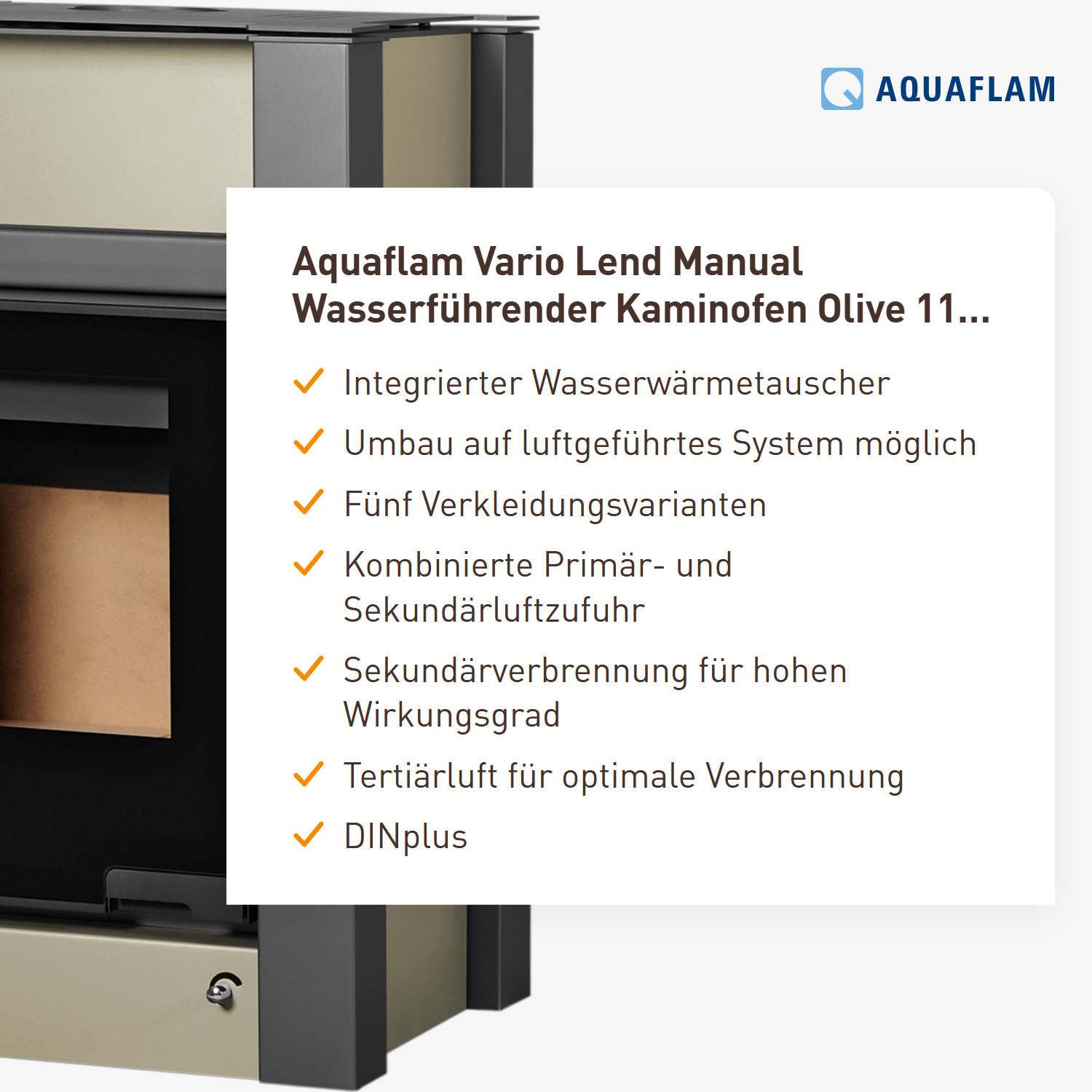 Aquaflam Vario Lend Manual Wasserführender Kaminofen Olive 11/7 kW