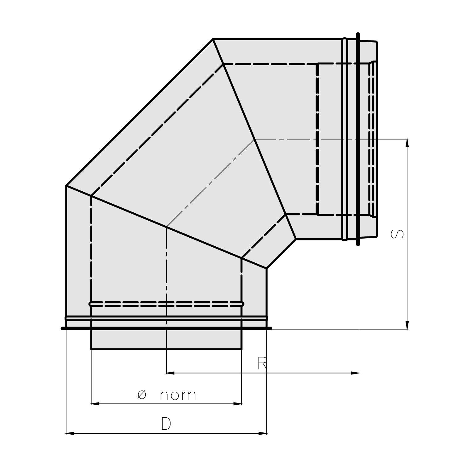 Opsinox Edelstahlschornstein 150mm Bogen 90° BO9