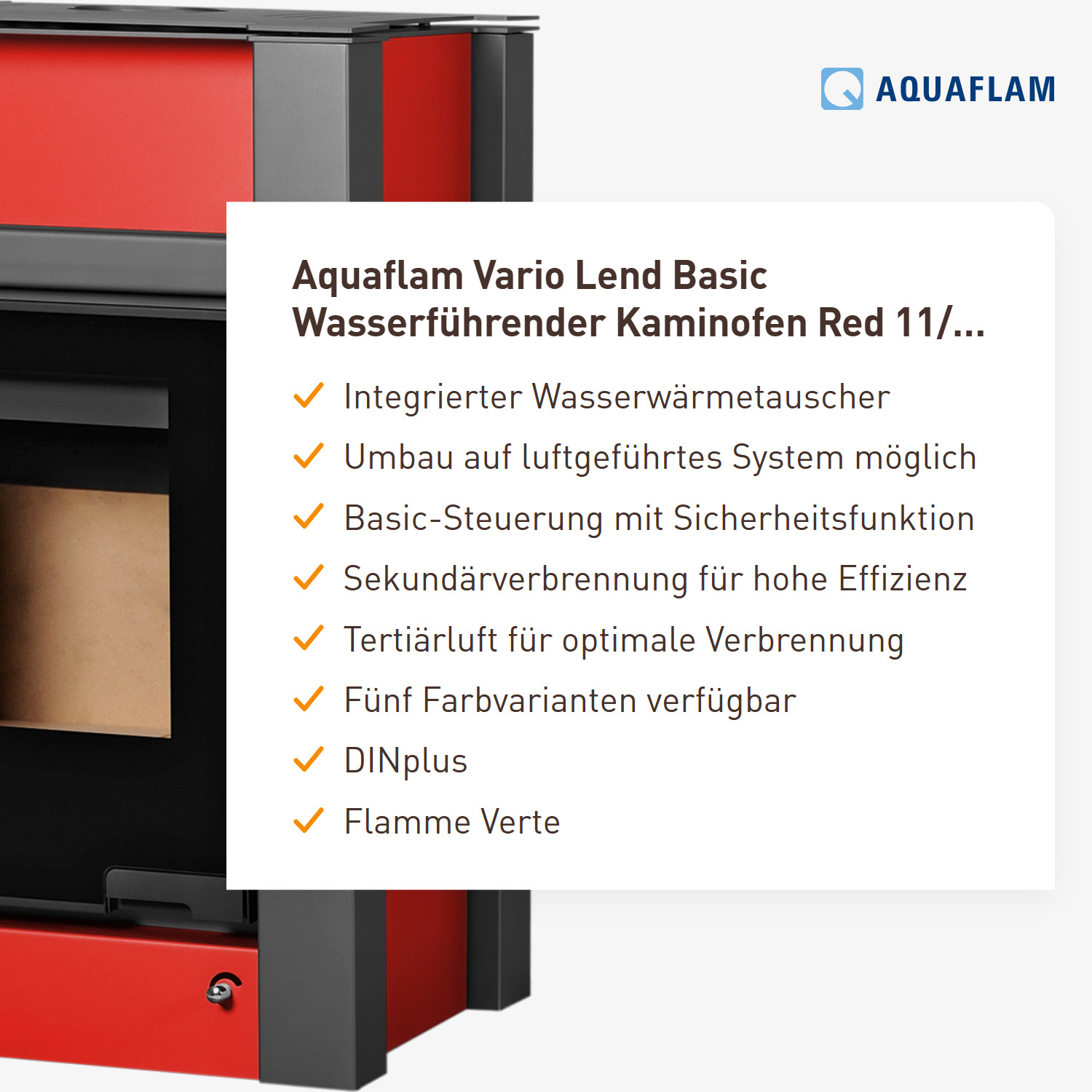 Aquaflam Vario Lend Basic Wasserführender Kaminofen Red 11/5 kW